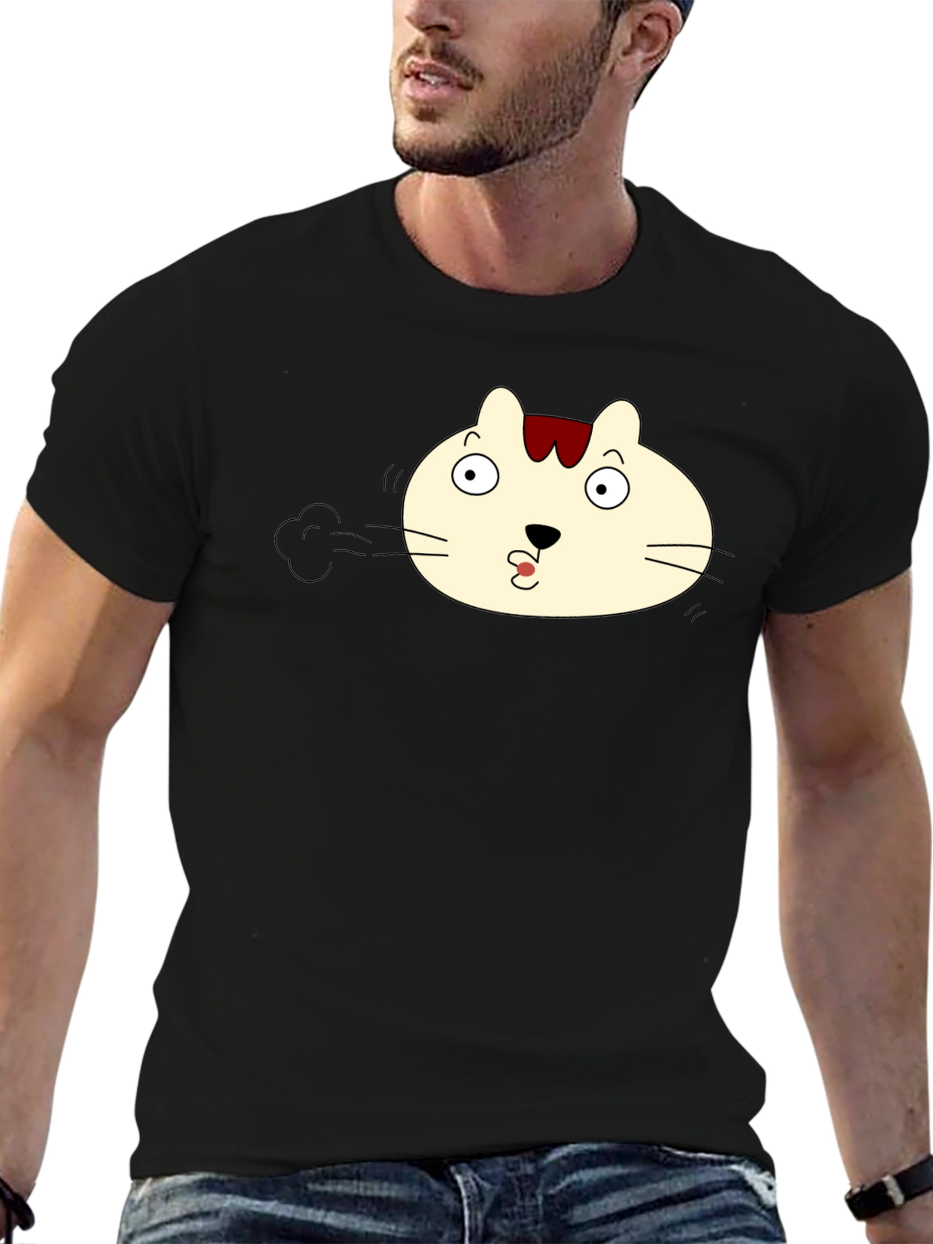 Funny Cat Pout Black T-Shirt