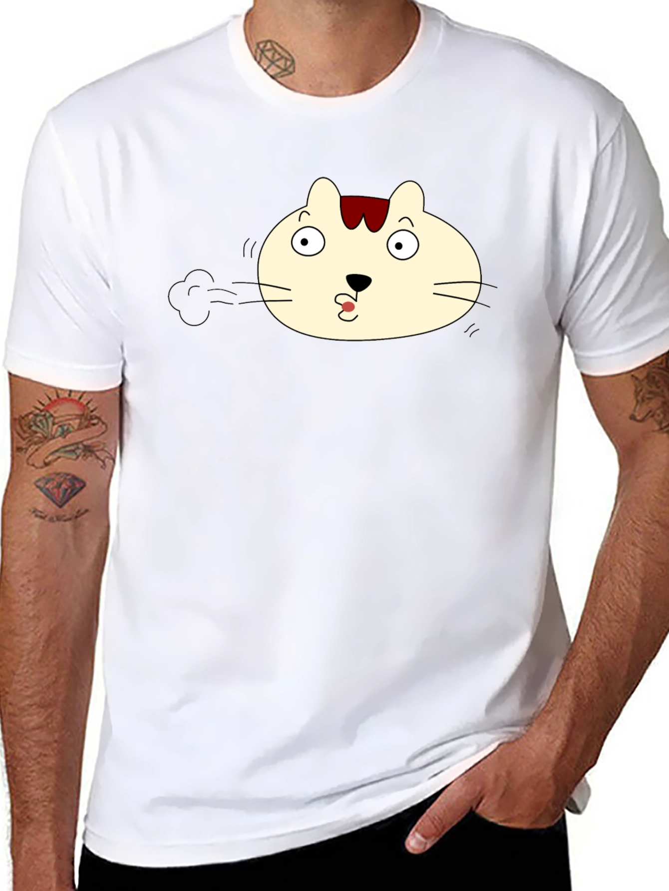 Funny Cat Pout Black T-Shirt