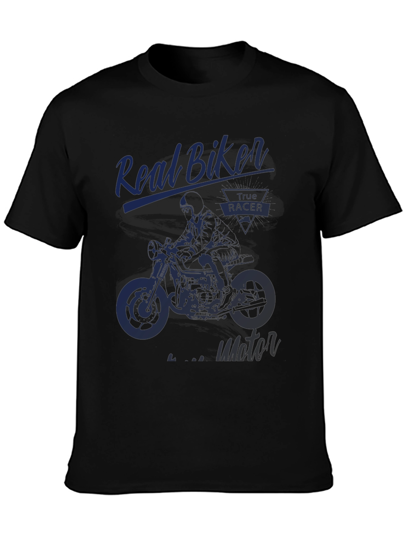 Real Biker Motor Racer Black T-Shirt