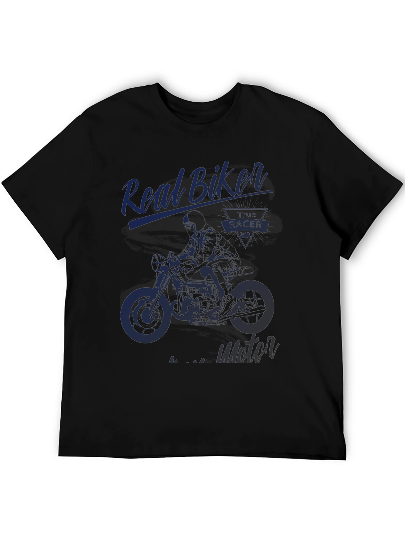 Real Biker Motor Racer Black T-Shirt