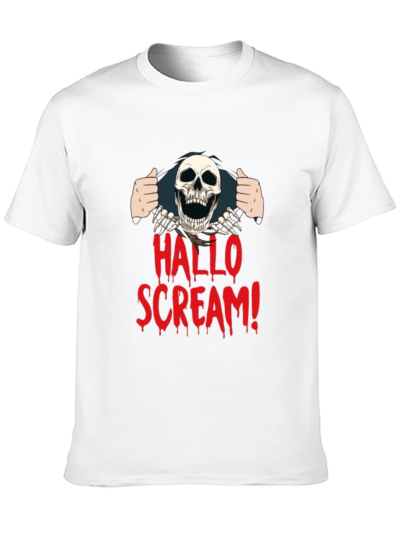 Hallo Scream T-Shirt - Halloween Skeleton Graphic Tee