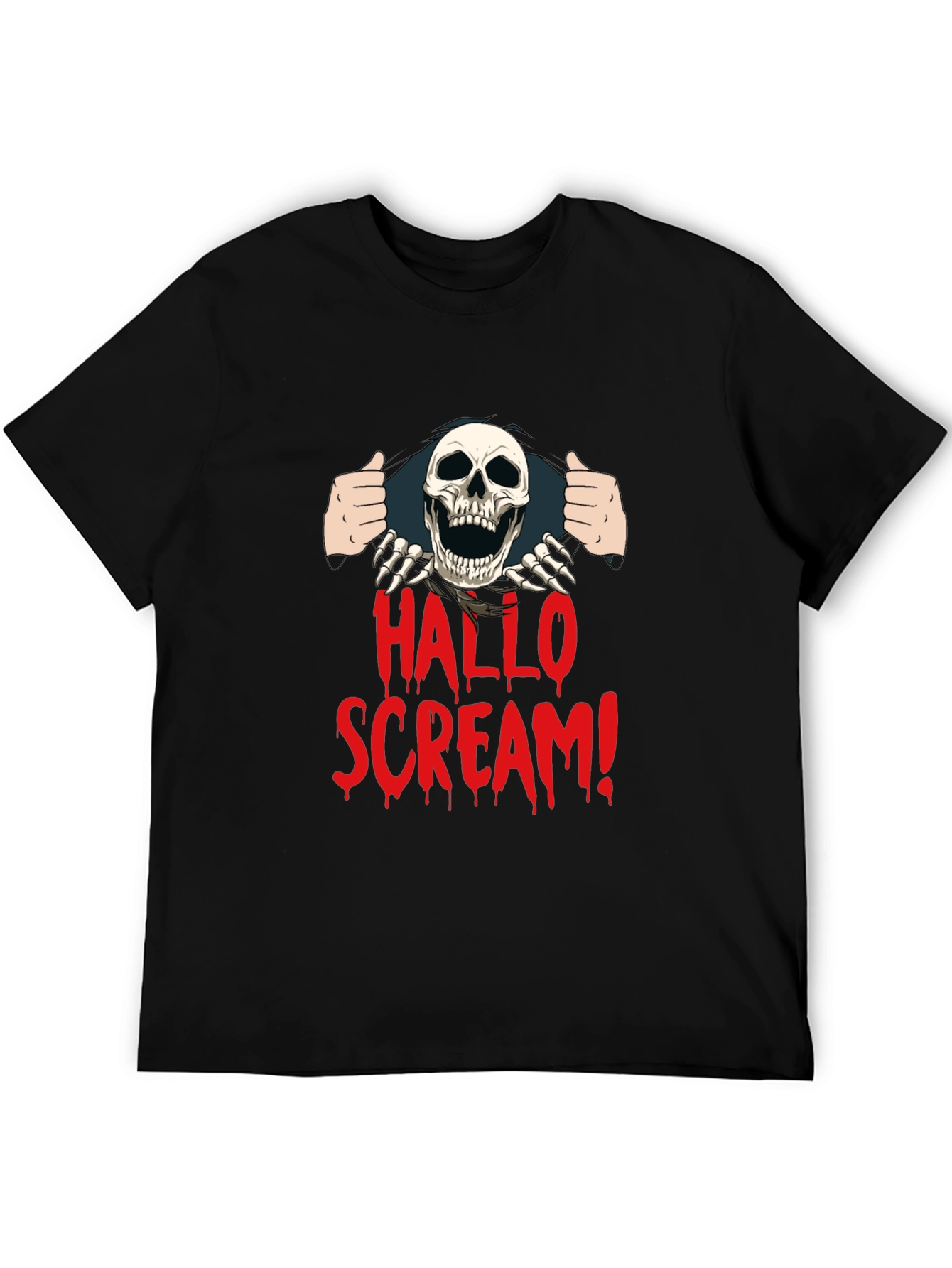 Hallo Scream T-Shirt - Halloween Skeleton Graphic Tee
