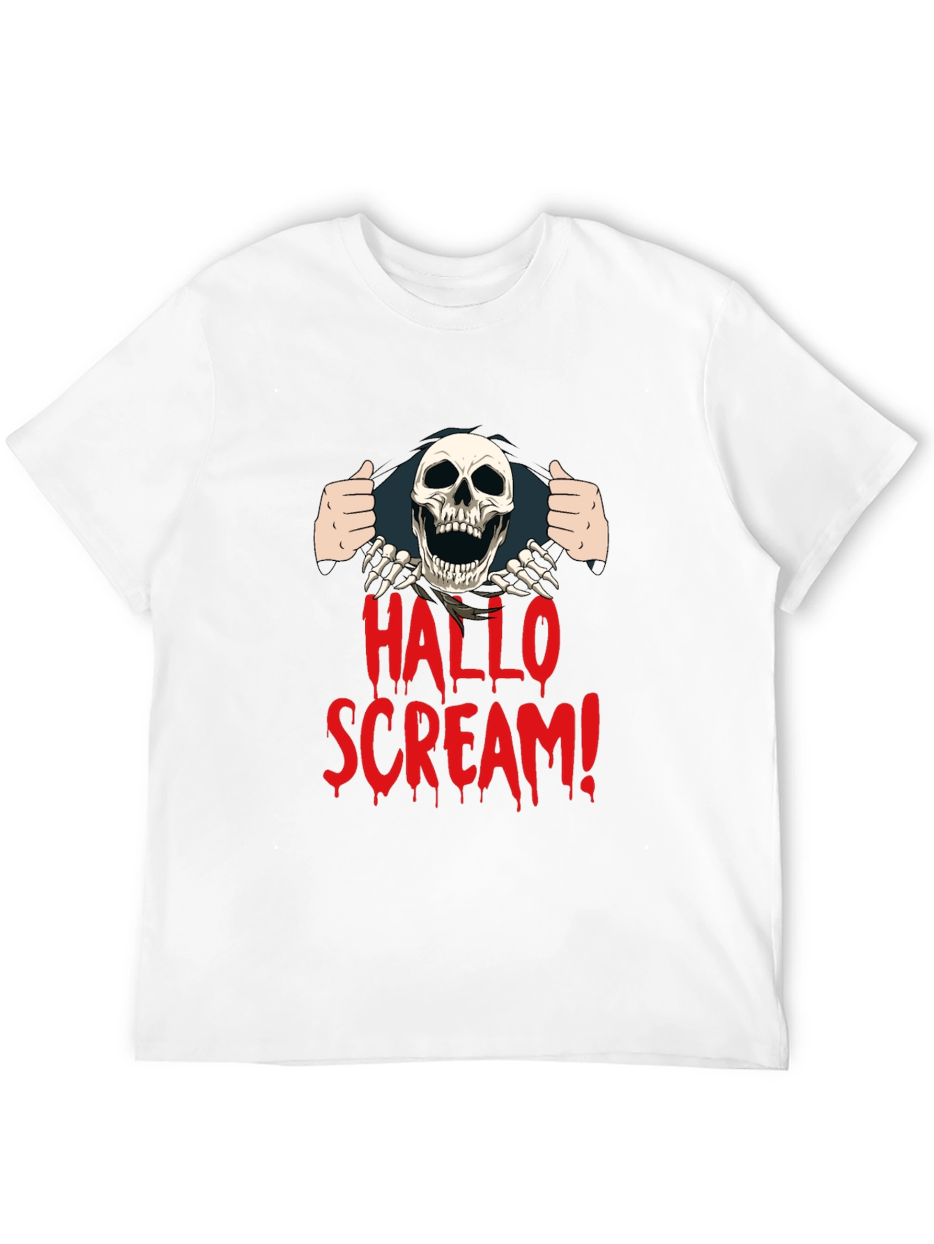 Hallo Scream T-Shirt - Halloween Skeleton Graphic Tee