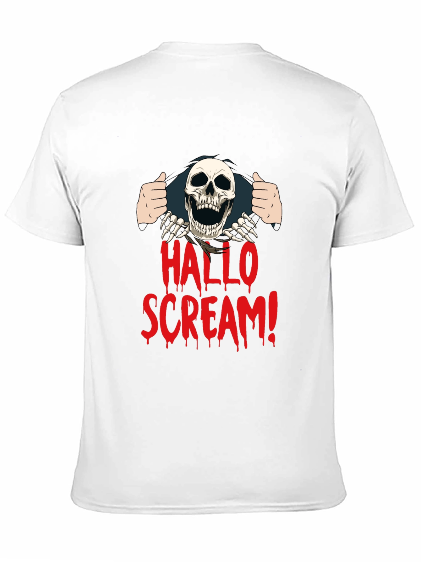 Hallo Scream T-Shirt - Halloween Skeleton Graphic Tee