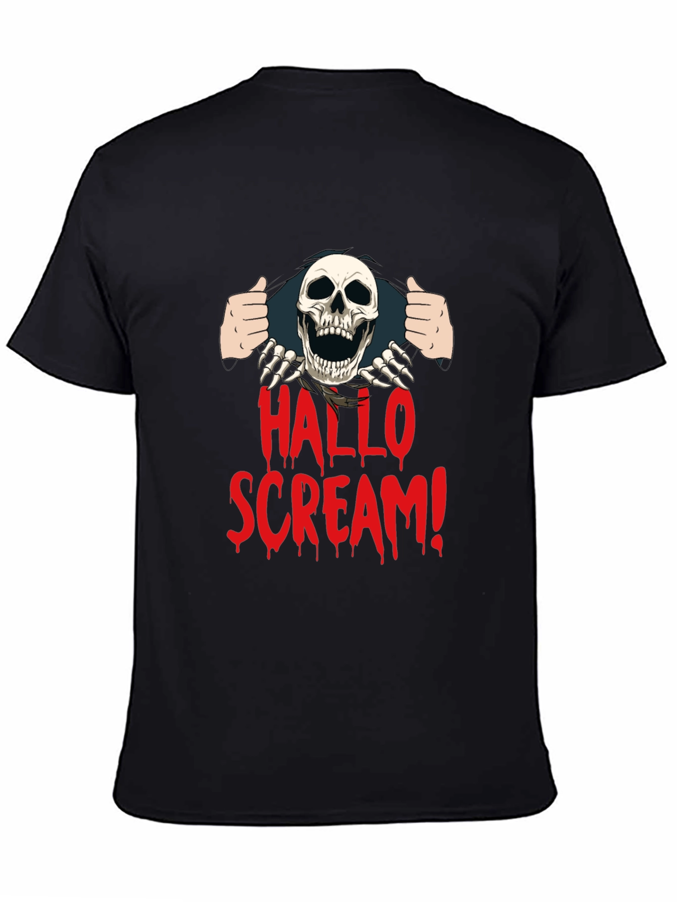 Hallo Scream T-Shirt - Halloween Skeleton Graphic Tee