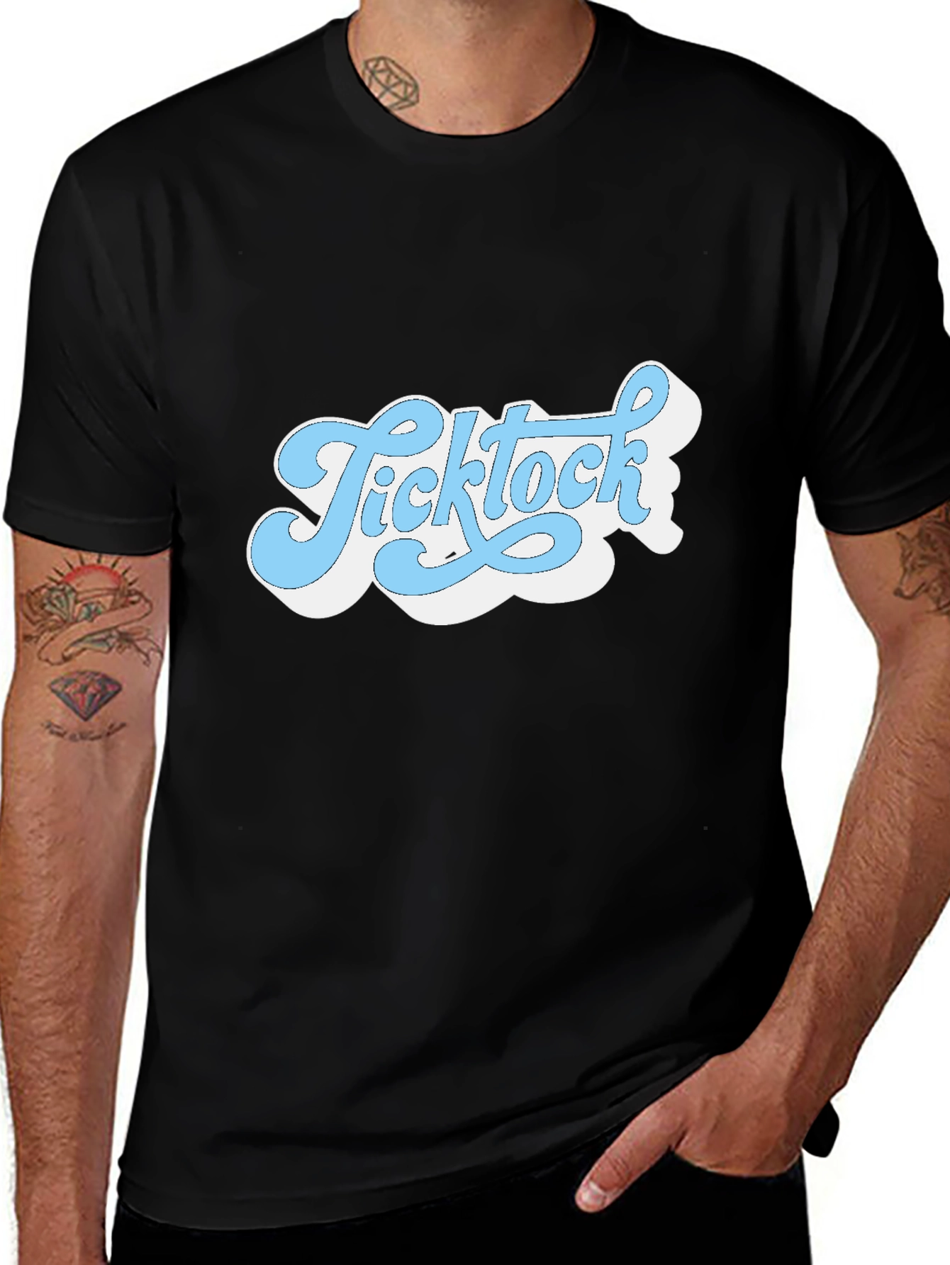 Ticktock Black Graphic Tee - Retro Style