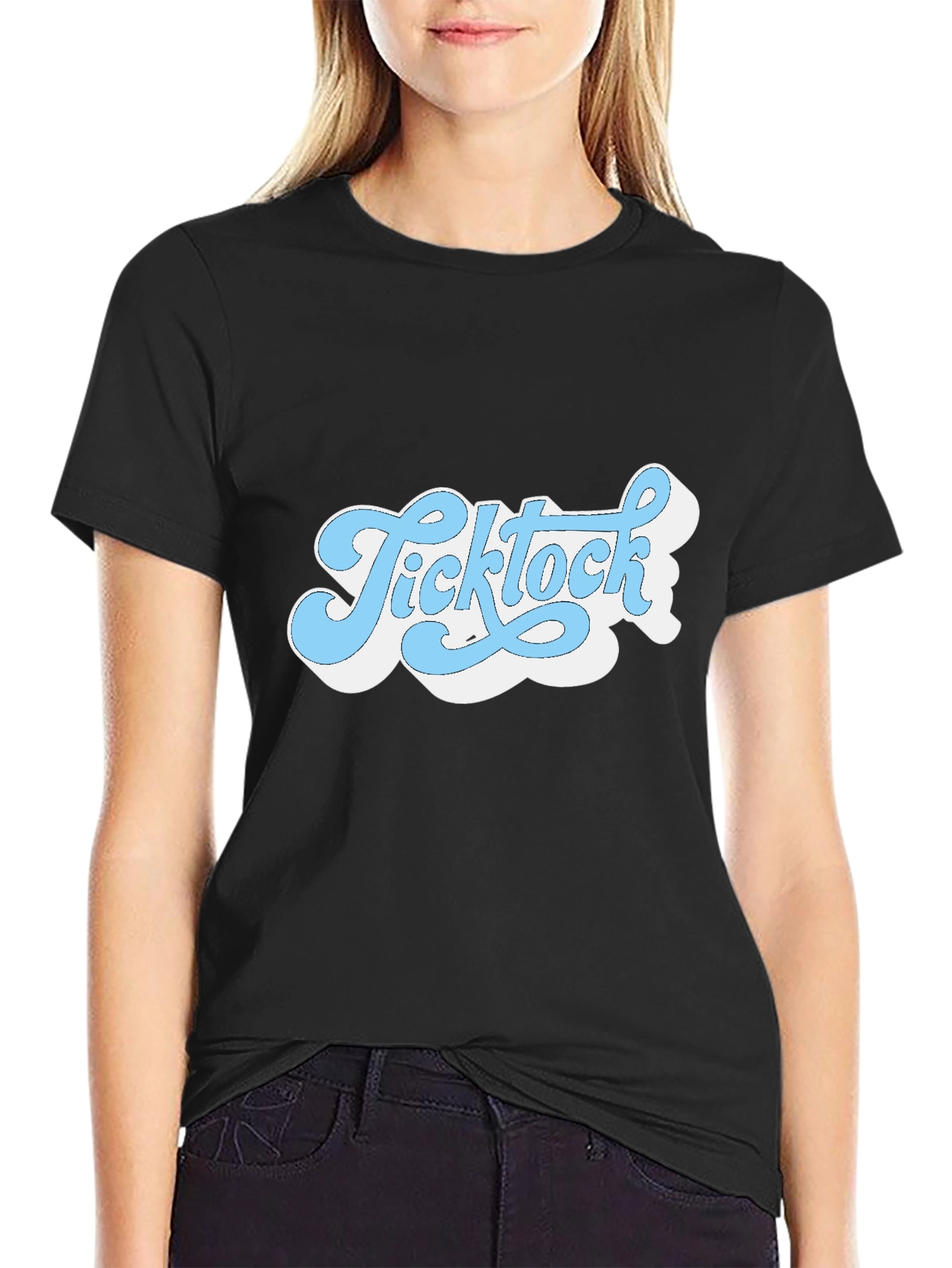 Ticktock Black Graphic Tee - Retro Style