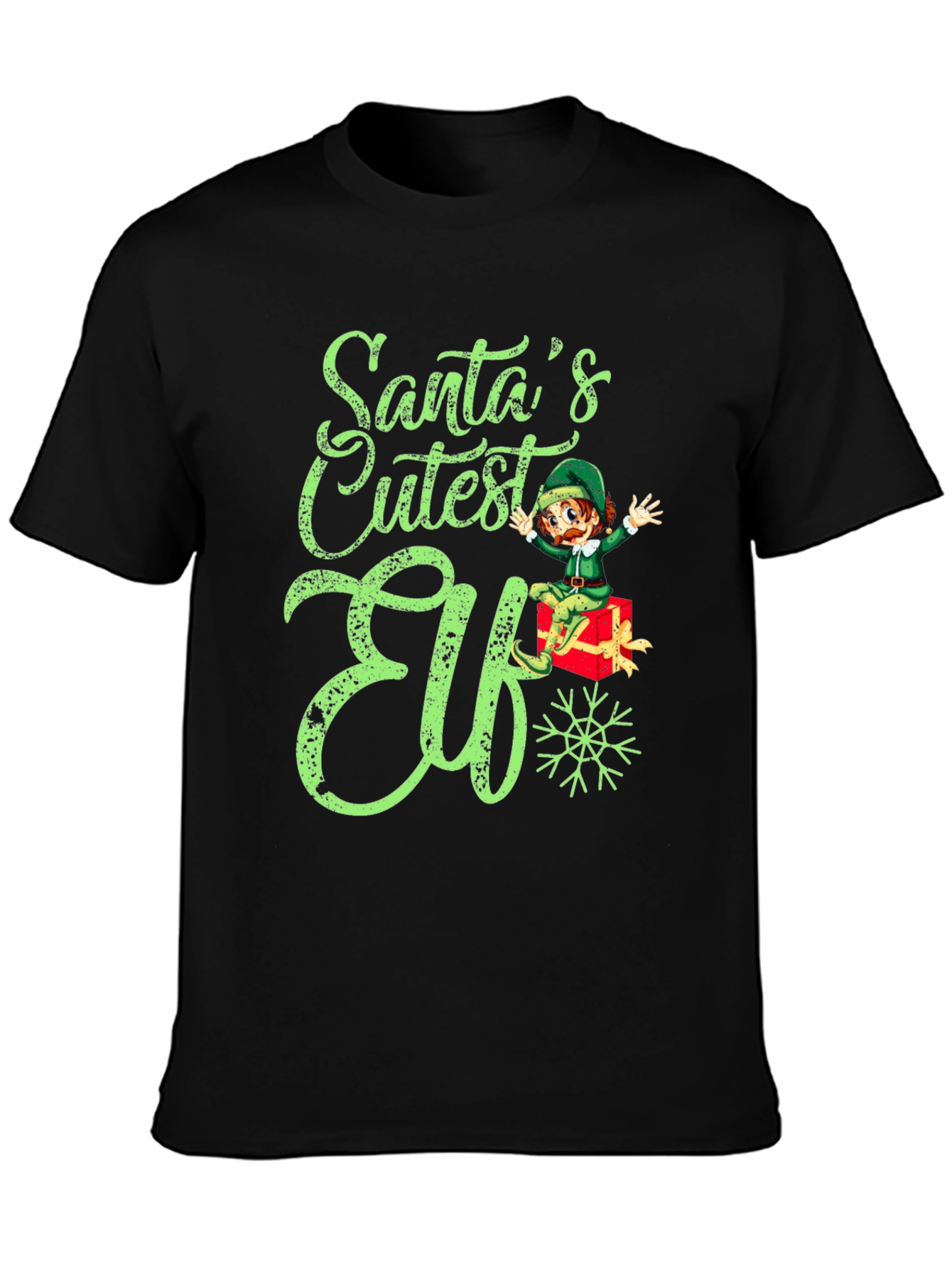 Santas Cutest Elf Christmas Graphic T-Shirt
