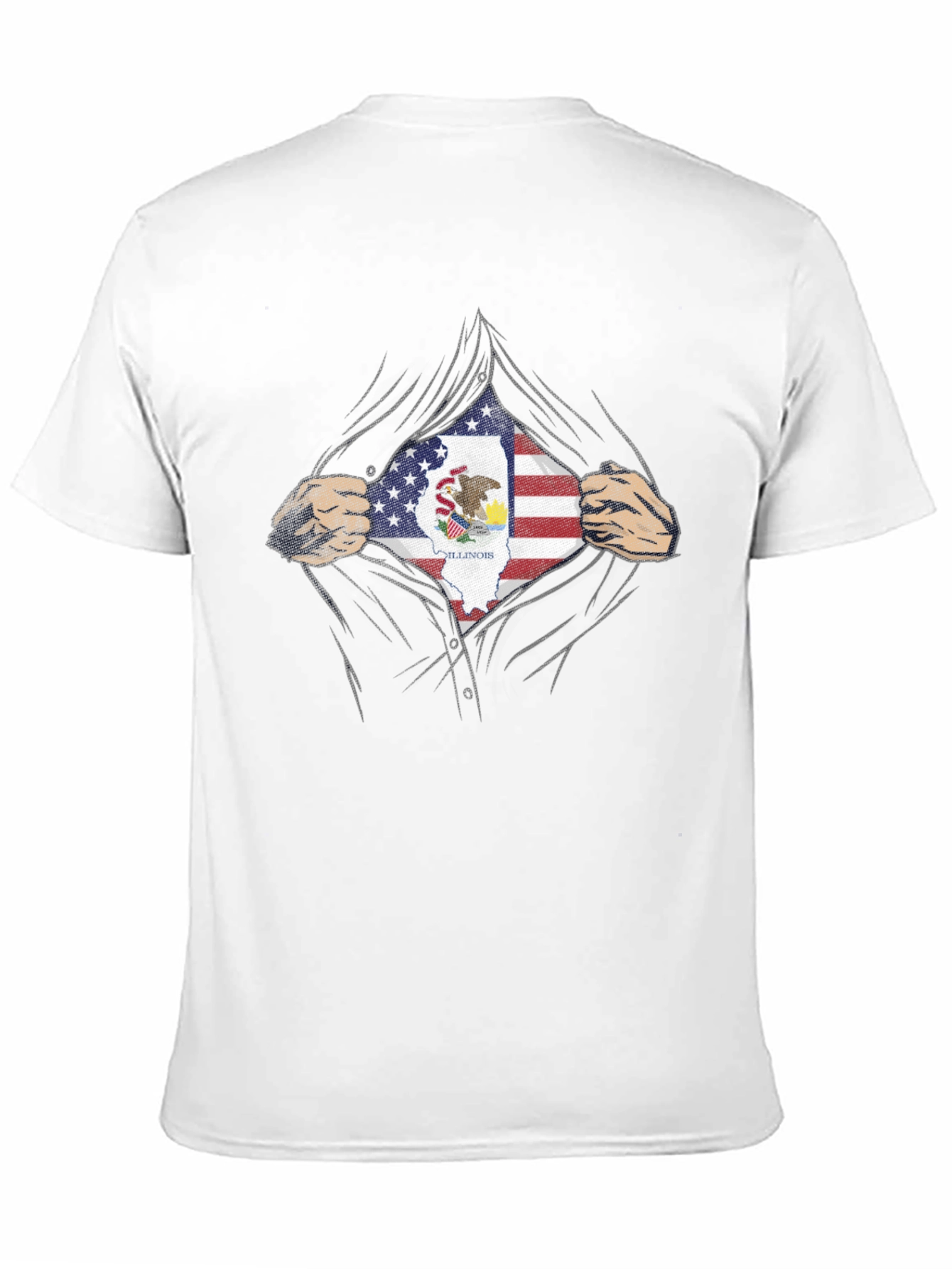 Illinois Pride T-Shirt - American Flag Superhero Design