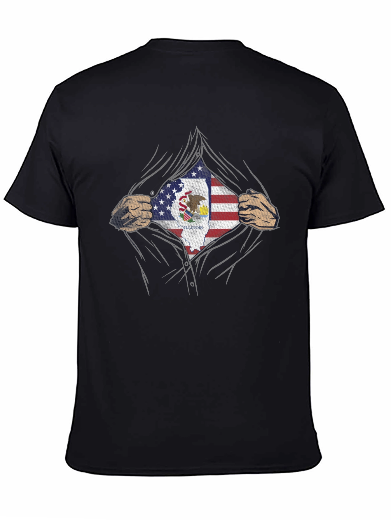 Illinois Pride T-Shirt - American Flag Superhero Design