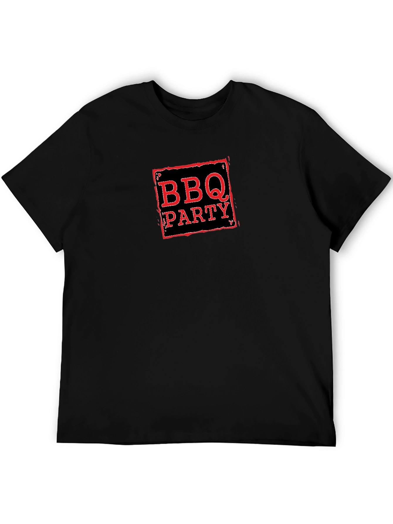 BBQ Party Graphic Tee -  Black Crew Neck