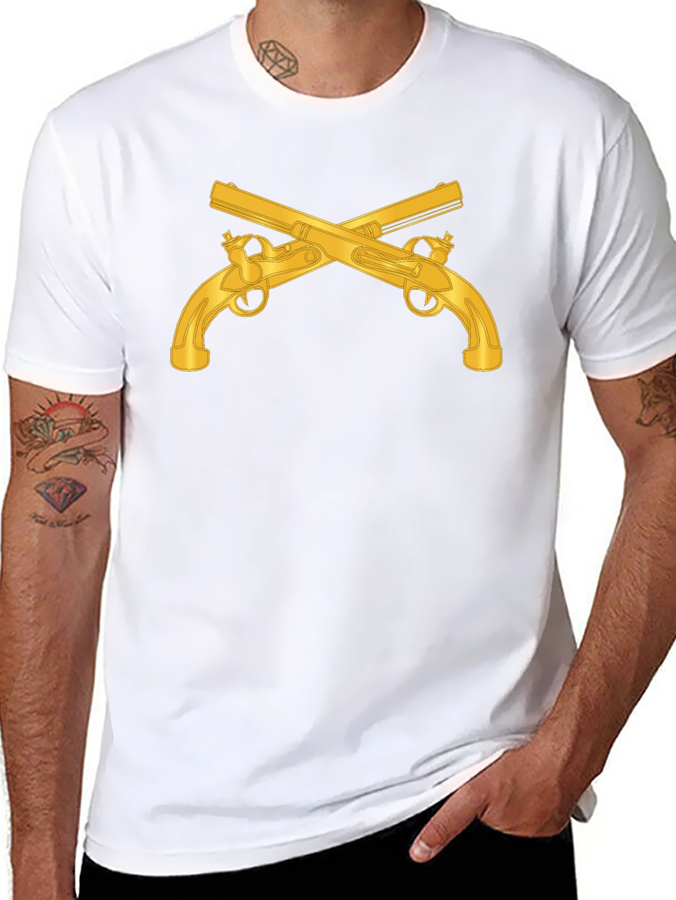 Crossed Pistols Graphic Black T-Shirt