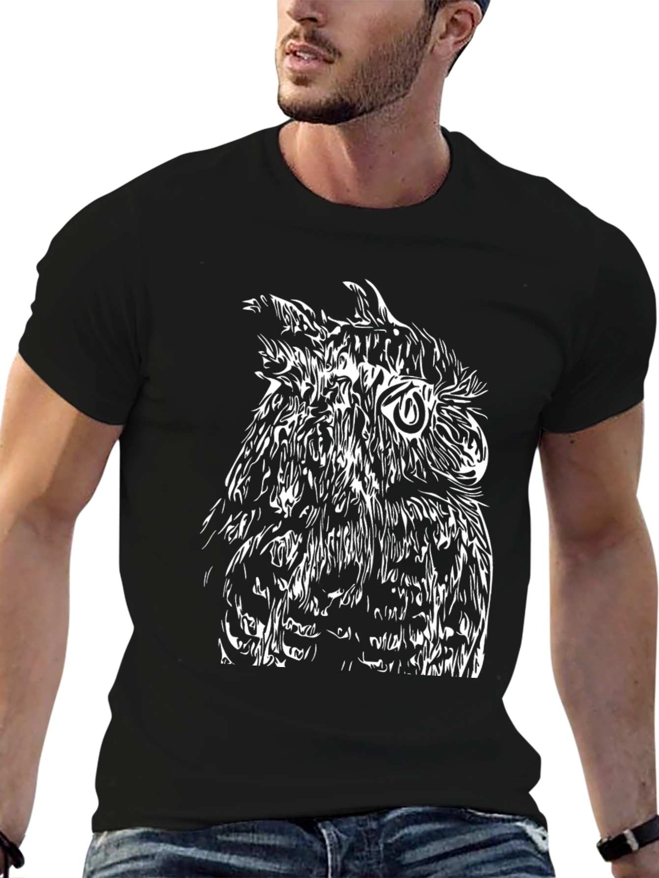 Owl Graphic Black T-Shirt - Mens Fashion Tee