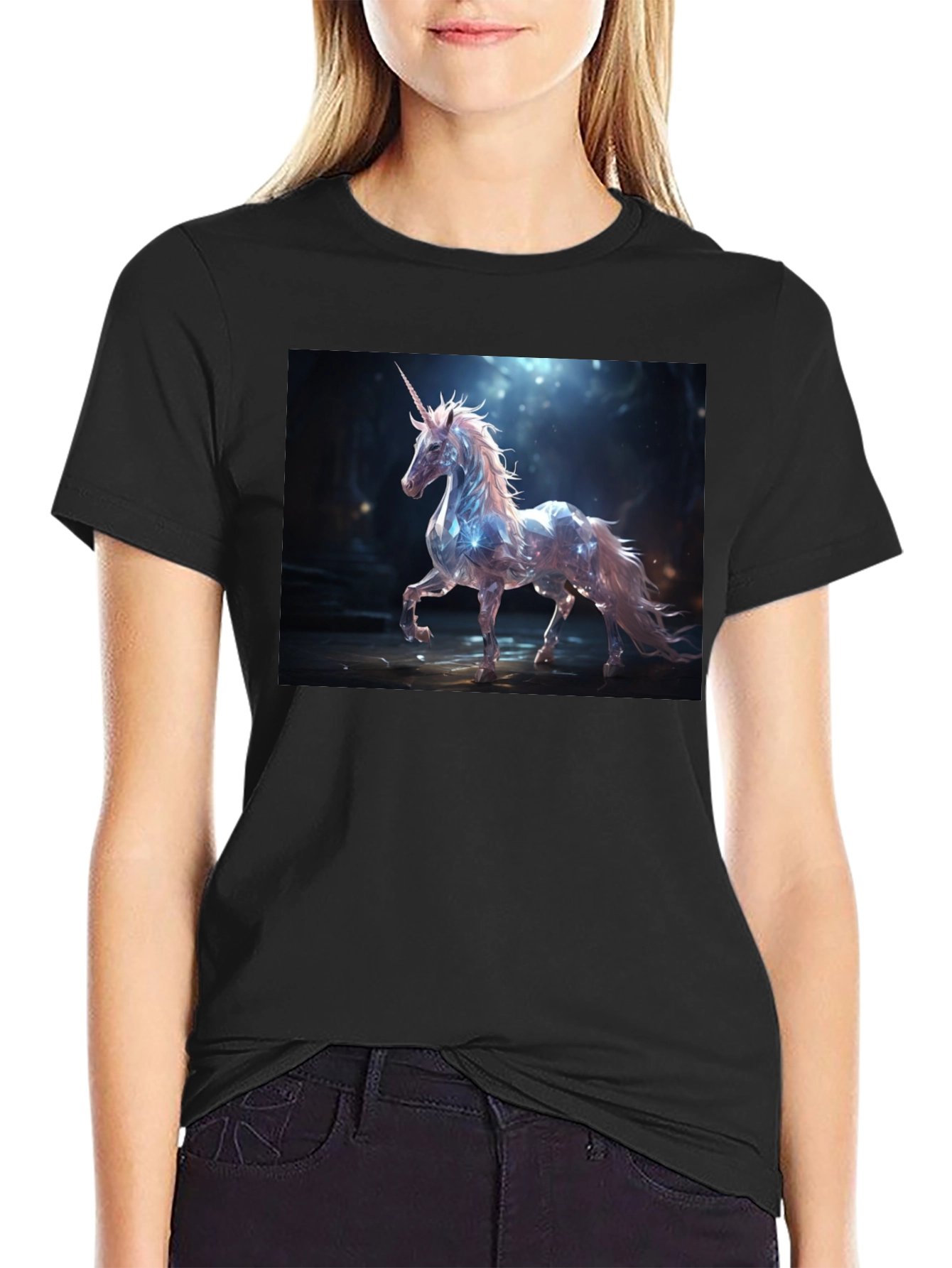 Mystical Unicorn Graphic Tee - Black