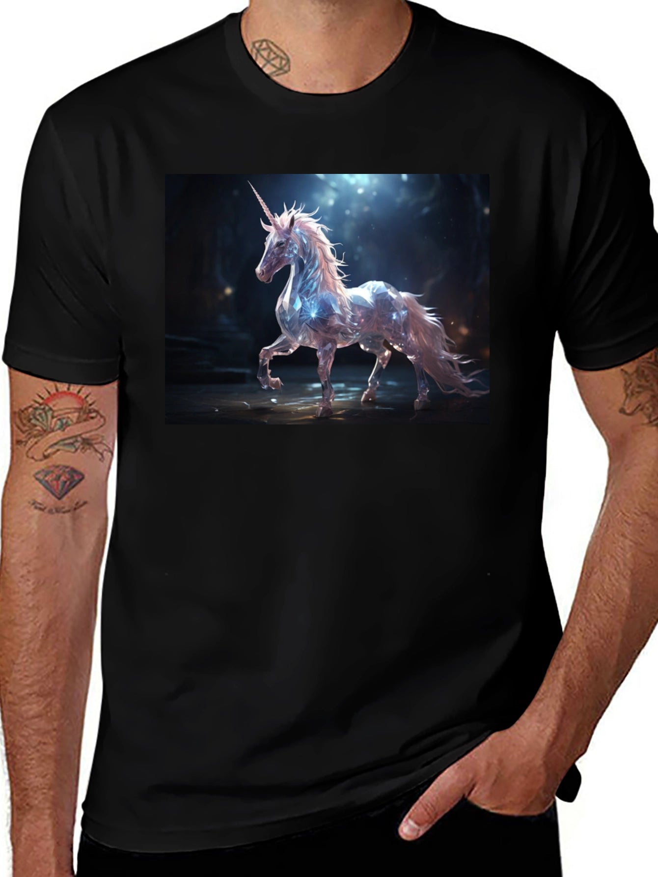 Mystical Unicorn Graphic Tee - Black