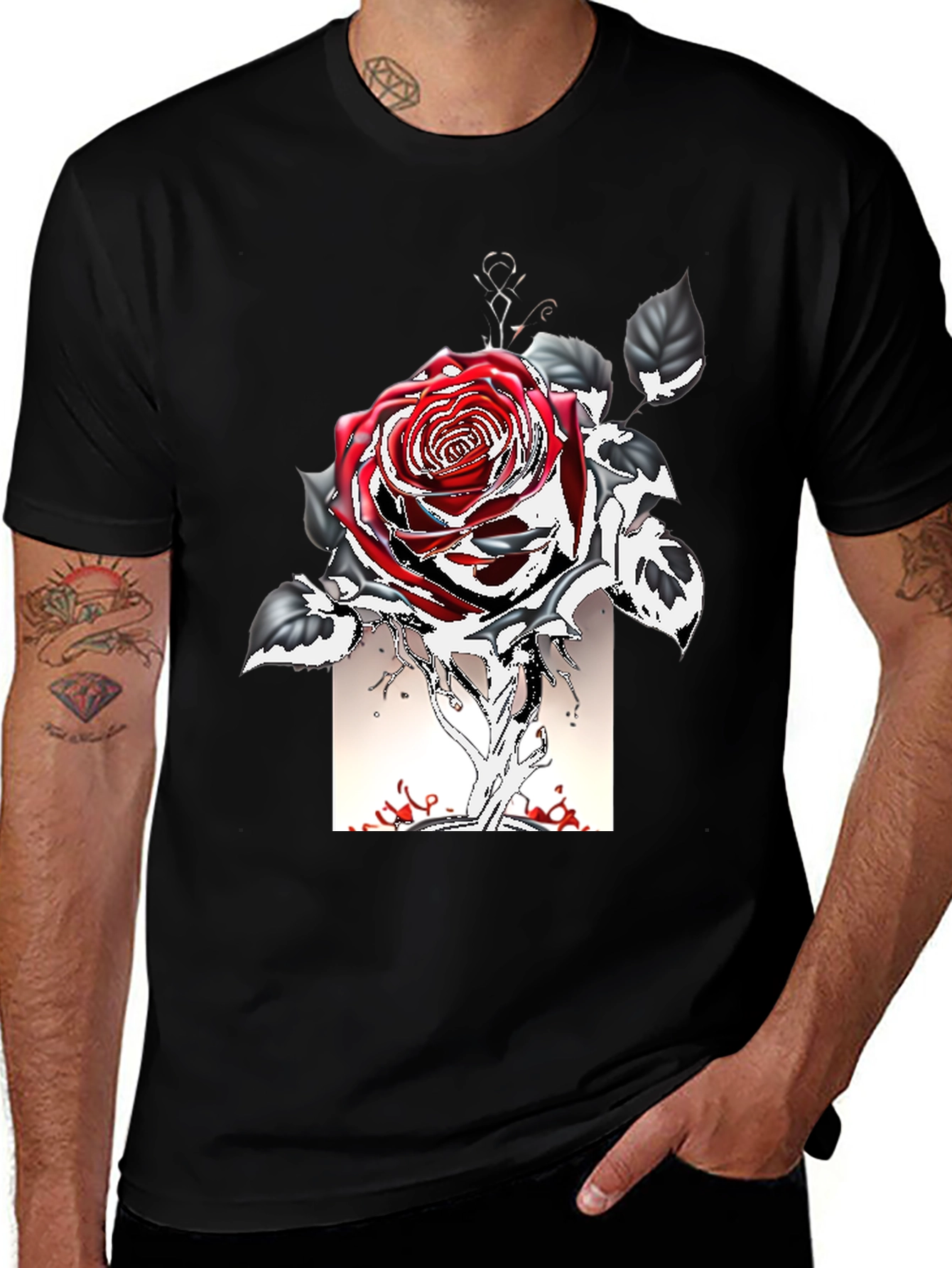 Rose Graphic Tee - Gothic Style