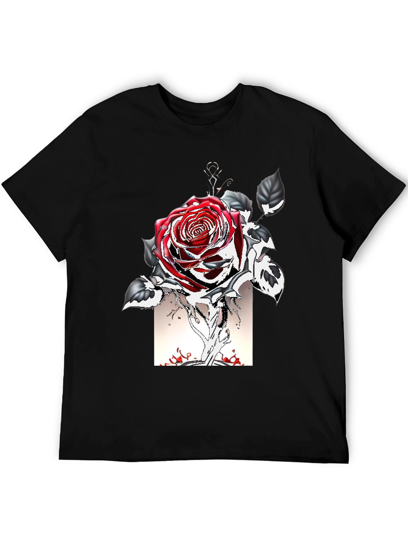 Rose Graphic Tee - Gothic Style