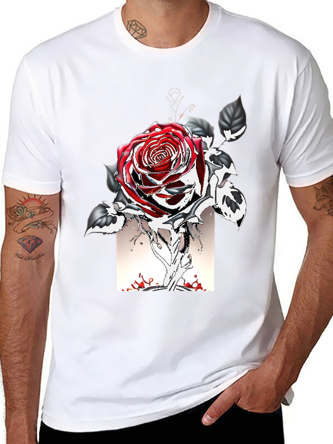Rose Graphic Tee - Gothic Style