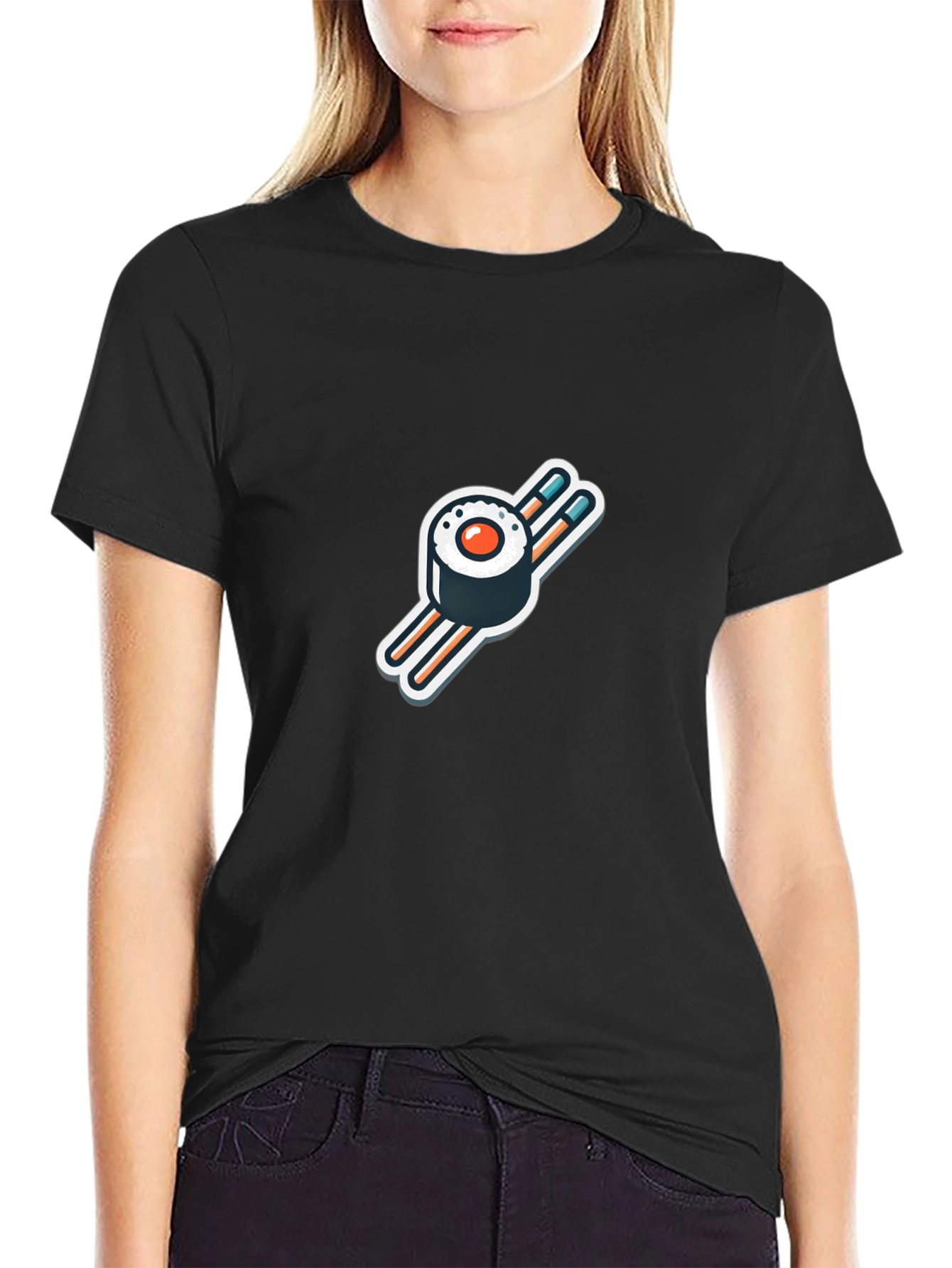 Sushi Roll Graphic Black T-Shirt