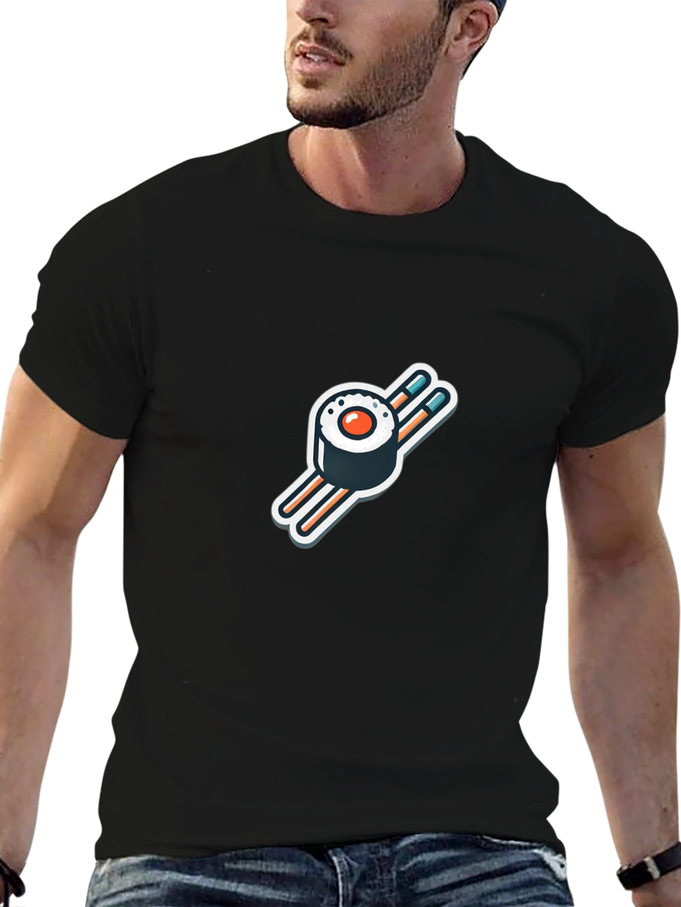 Sushi Roll Graphic Black T-Shirt