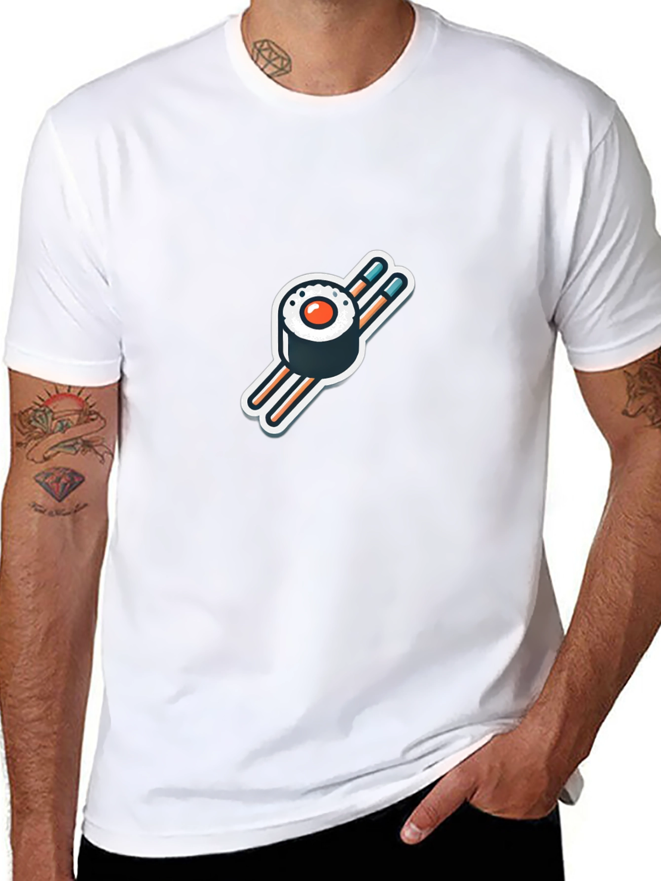 Sushi Roll Graphic Black T-Shirt