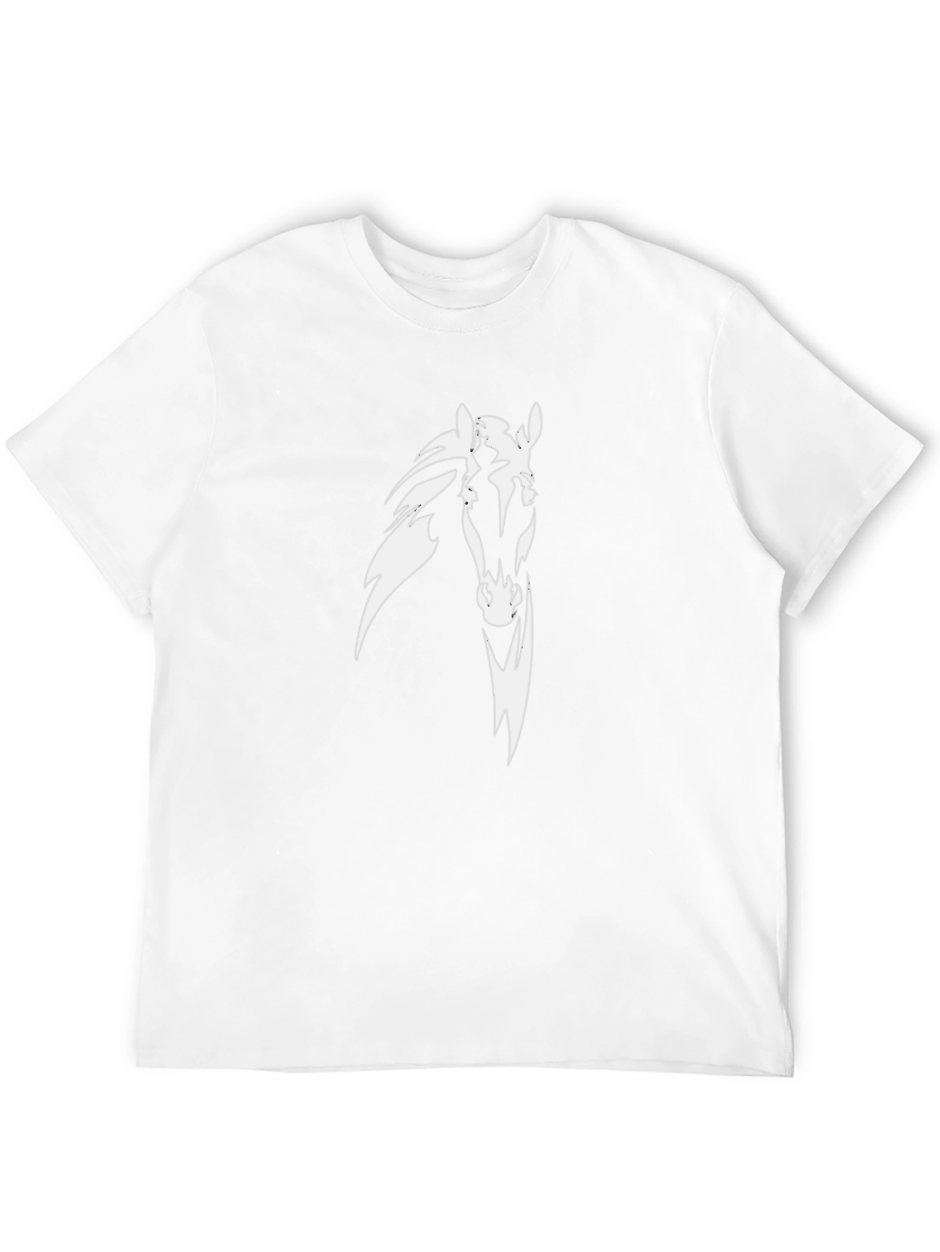Mens Black T-Shirt with White Horse Graphic