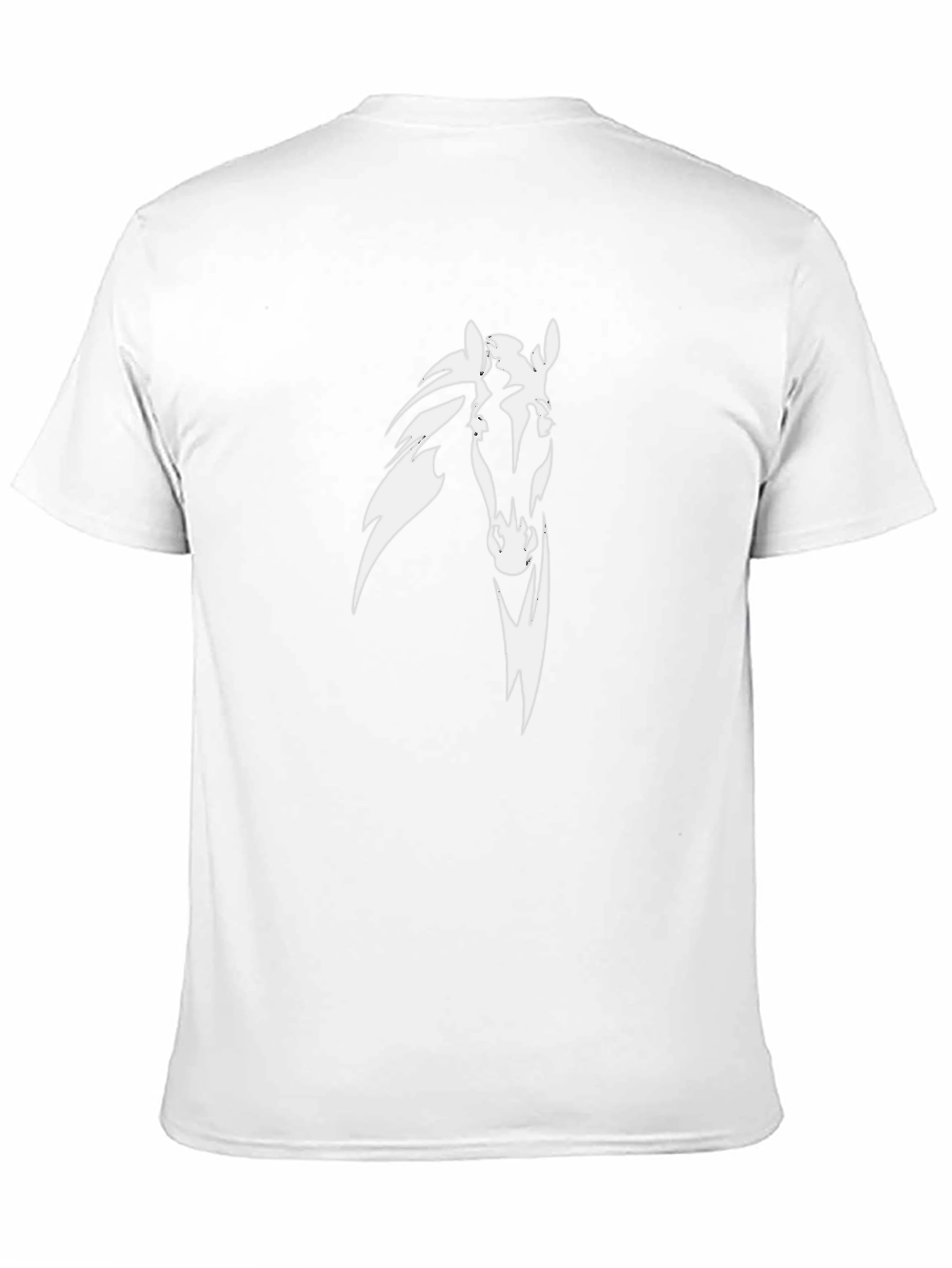 Mens Black T-Shirt with White Horse Graphic