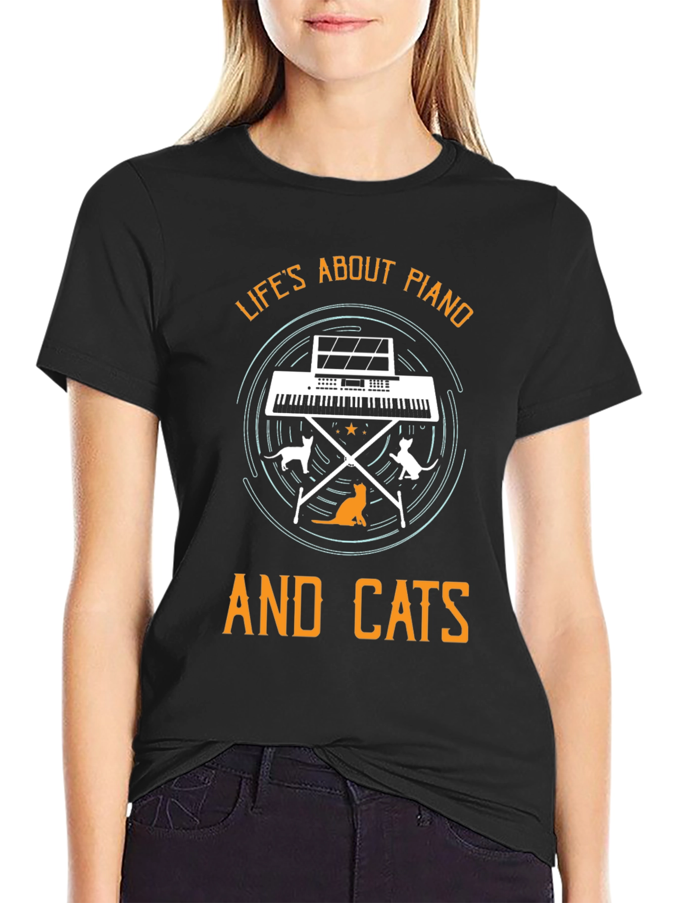 Lifes About Piano and Cats T-Shirt