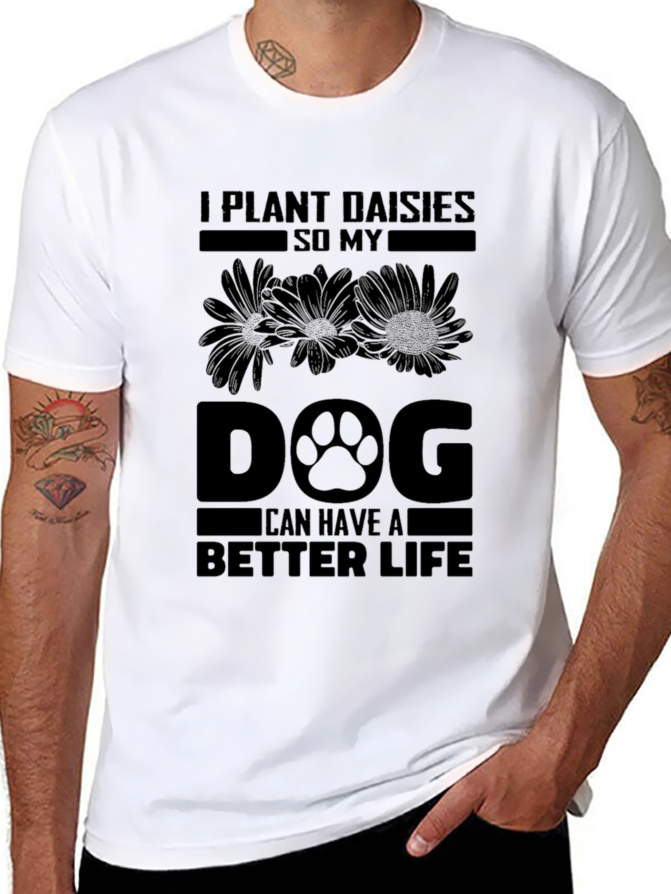 Plant Daisies Dog Life Graphic Tee