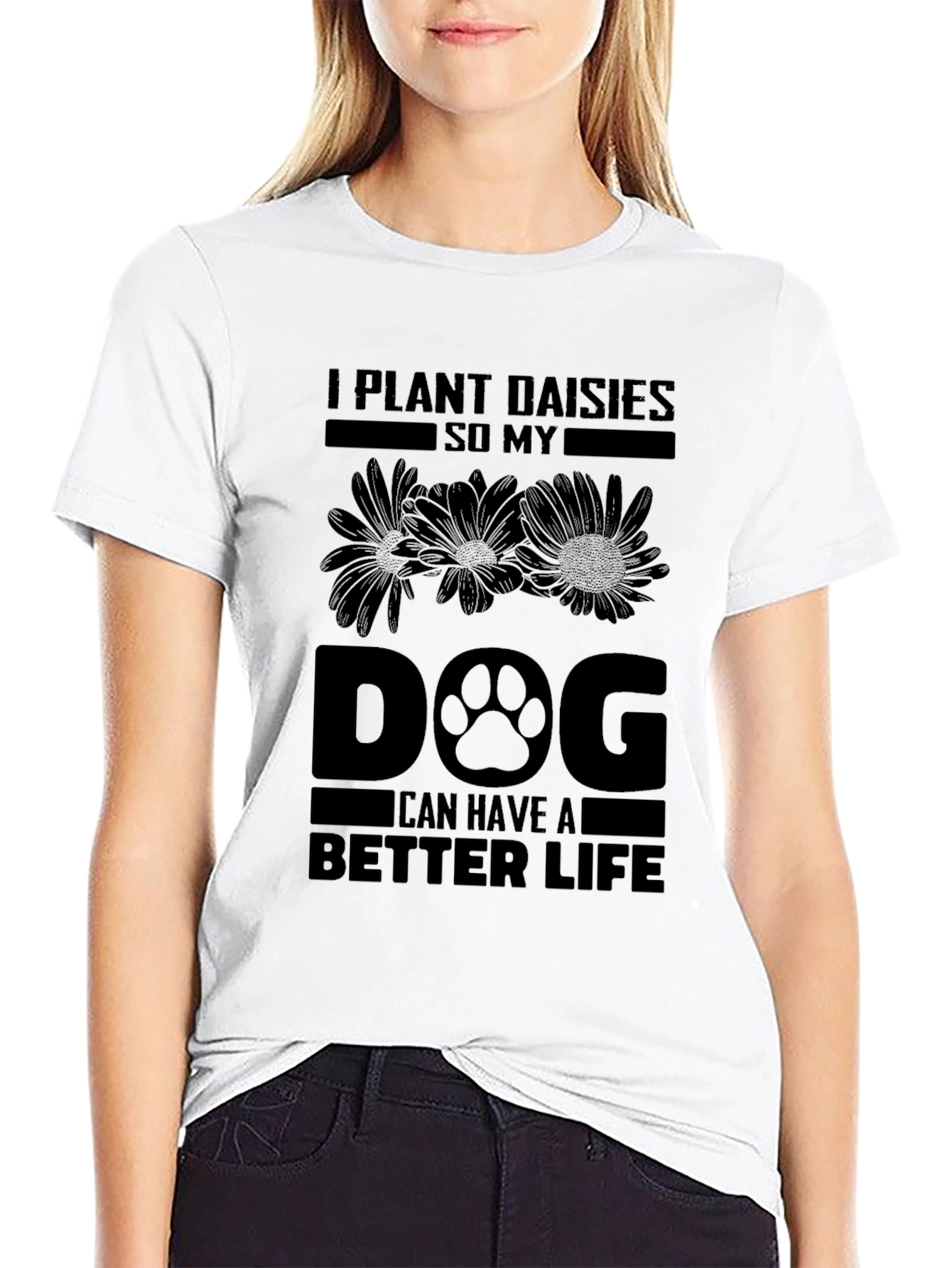 Plant Daisies Dog Life Graphic Tee