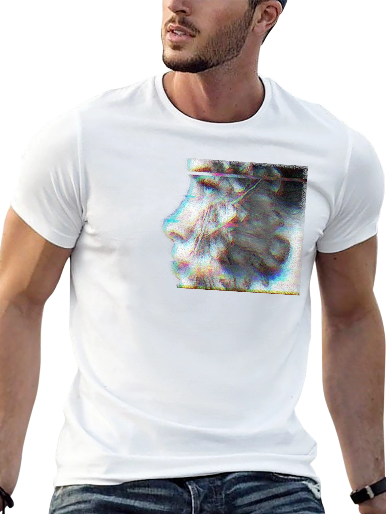Abstract Glitch Art Graphic Black T-Shirt