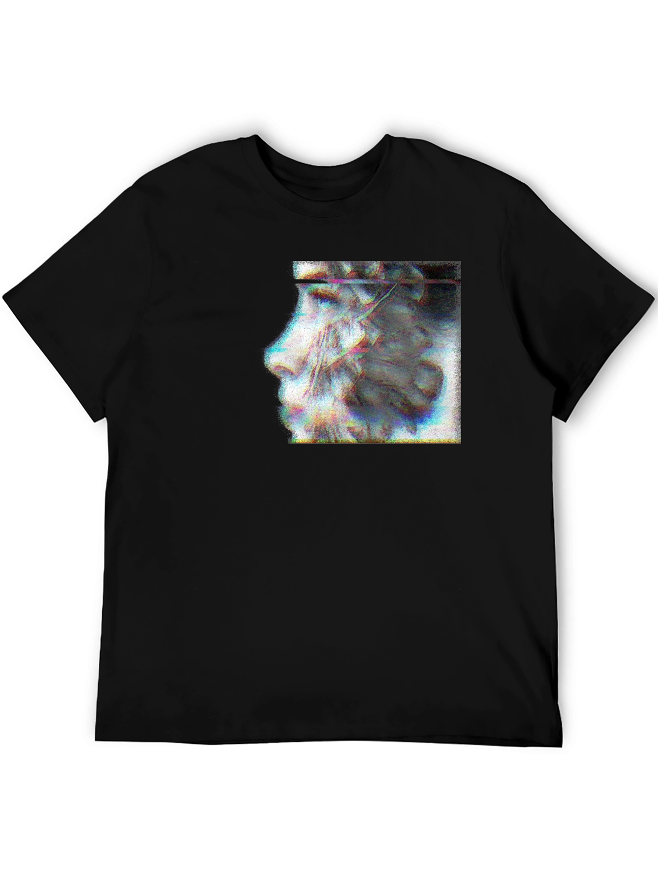 Abstract Glitch Art Graphic Black T-Shirt