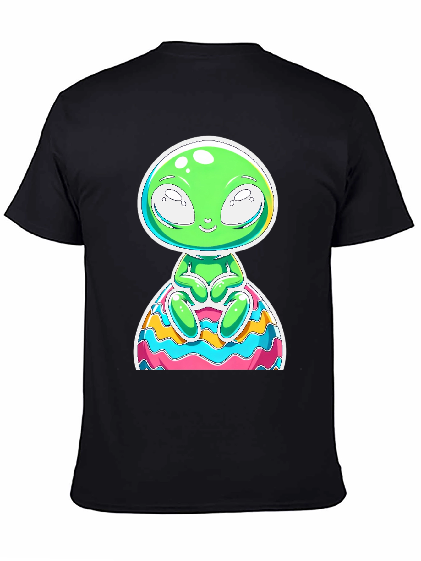 Alien Graphic Print T-Shirt - Black Cotton Blend