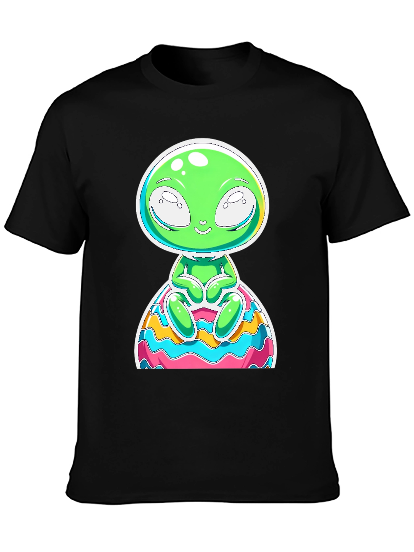 Alien Graphic Print T-Shirt - Black Cotton Blend
