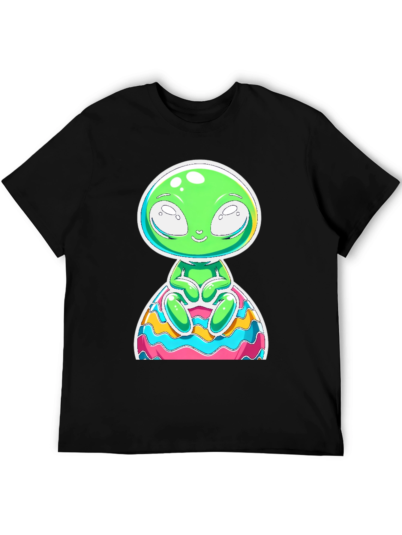 Alien Graphic Print T-Shirt - Black Cotton Blend