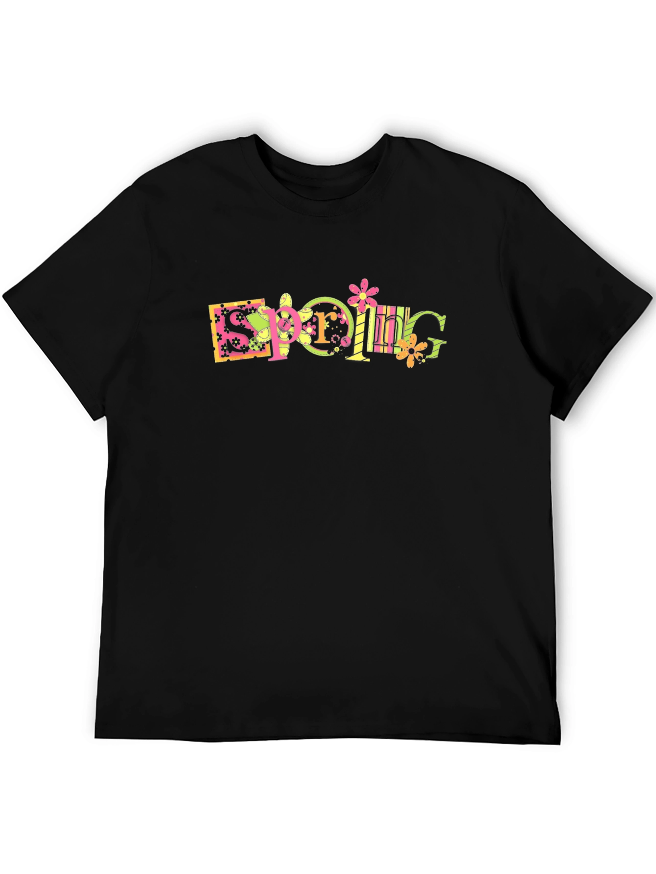 Spring Floral Graphic Tee - Black