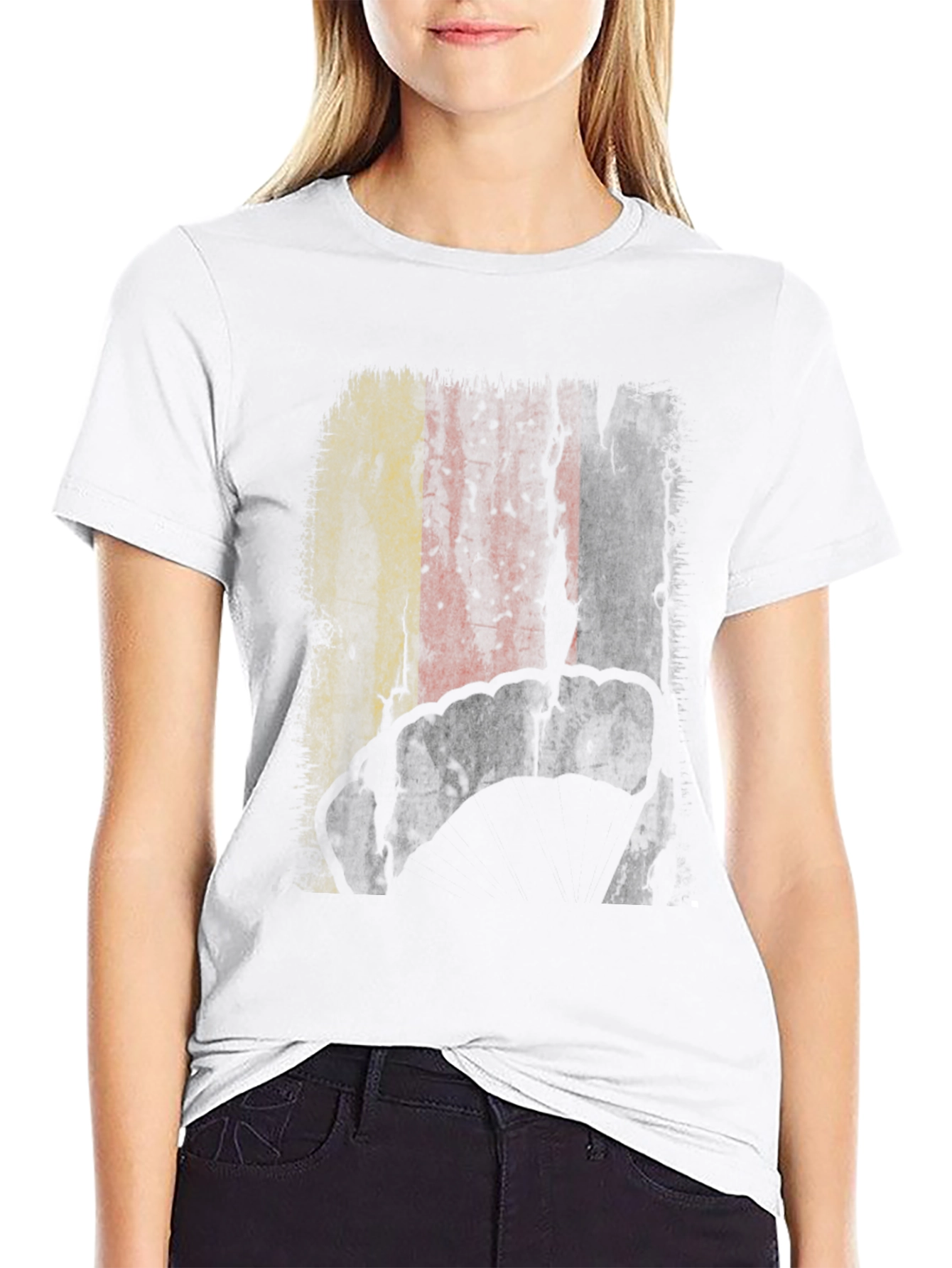Distressed Belgium Flag Graphic T-Shirt