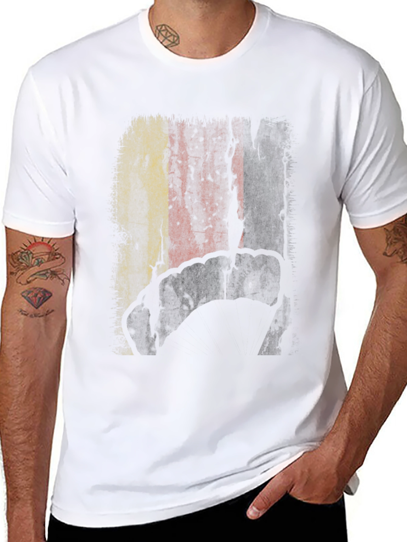 Distressed Belgium Flag Graphic T-Shirt