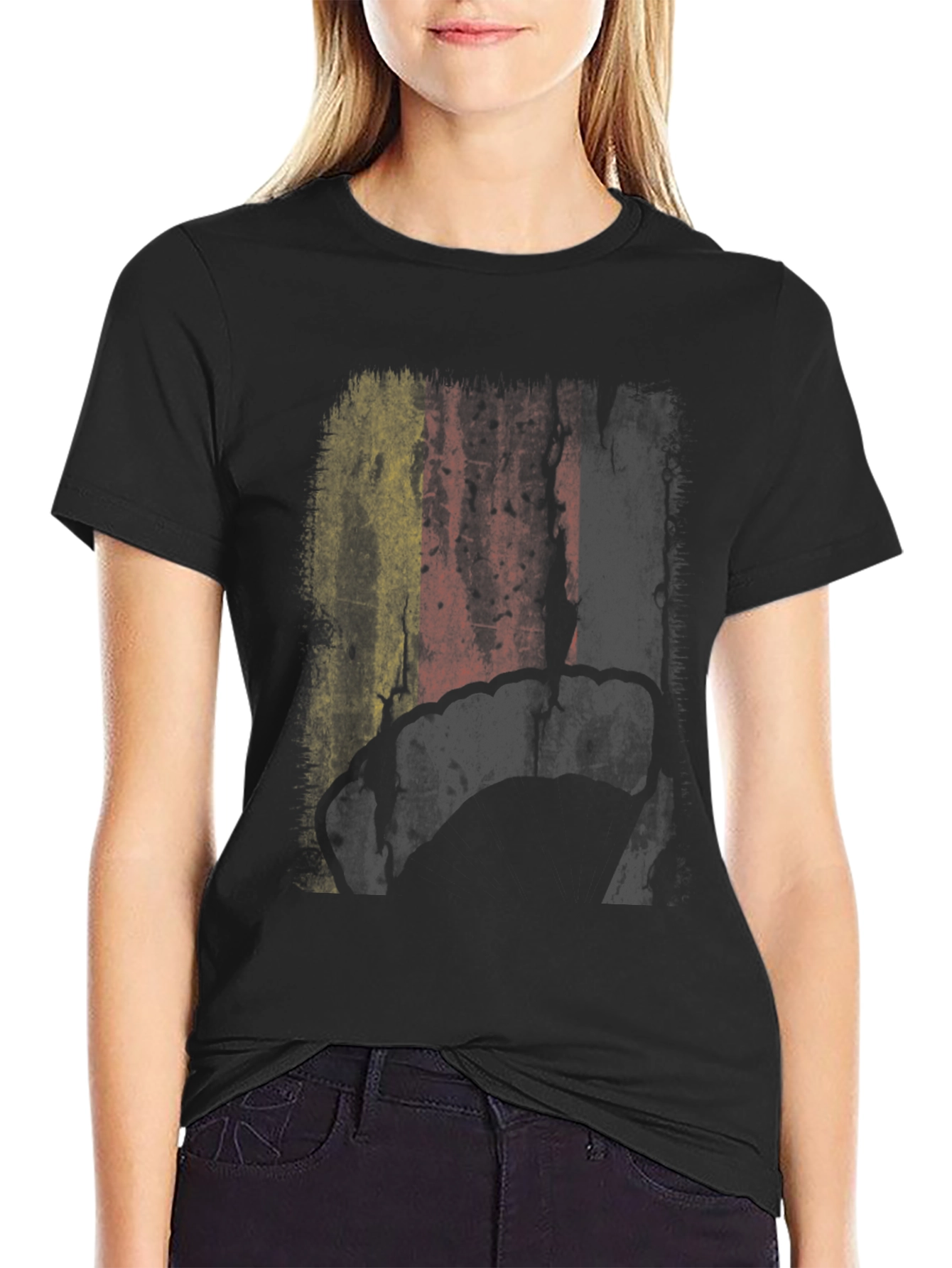 Distressed Belgium Flag Graphic T-Shirt