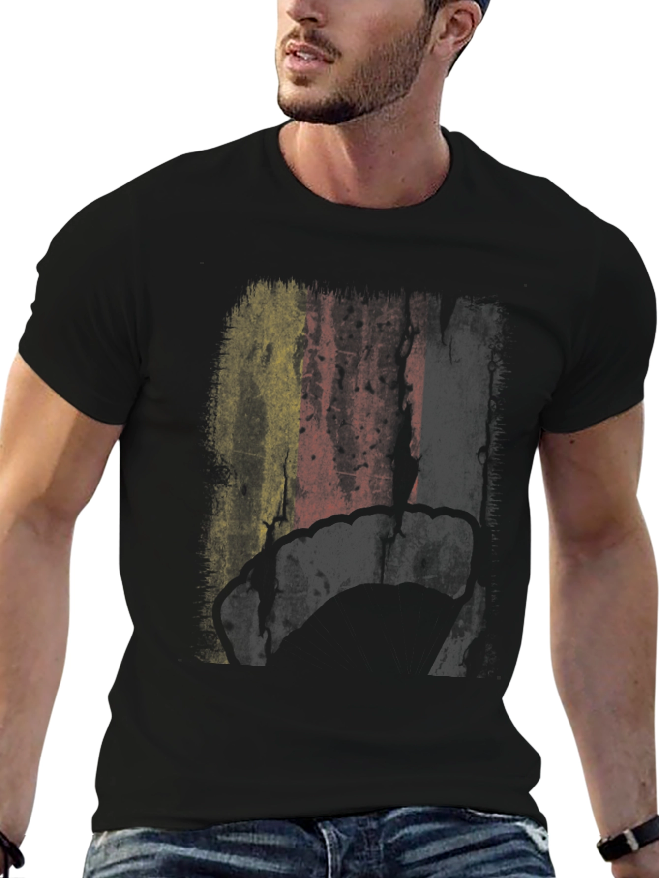 Distressed Belgium Flag Graphic T-Shirt