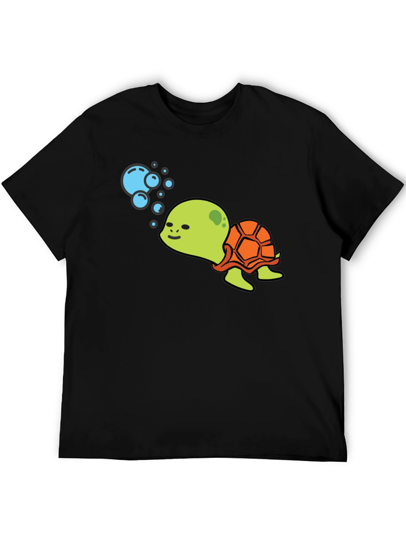 Cute Turtle Black T-Shirt - Cartoon Sea Life