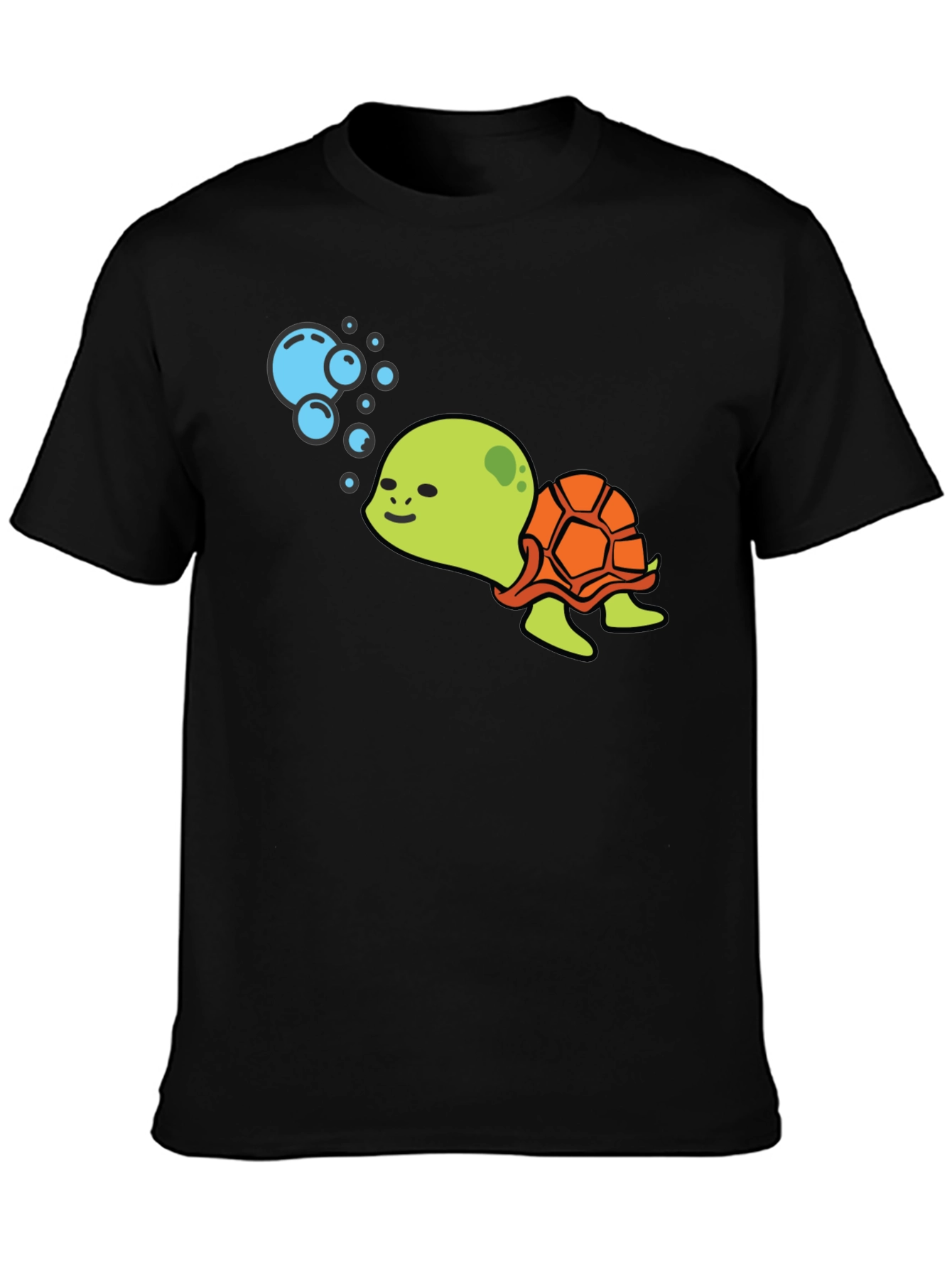 Cute Turtle Black T-Shirt - Cartoon Sea Life