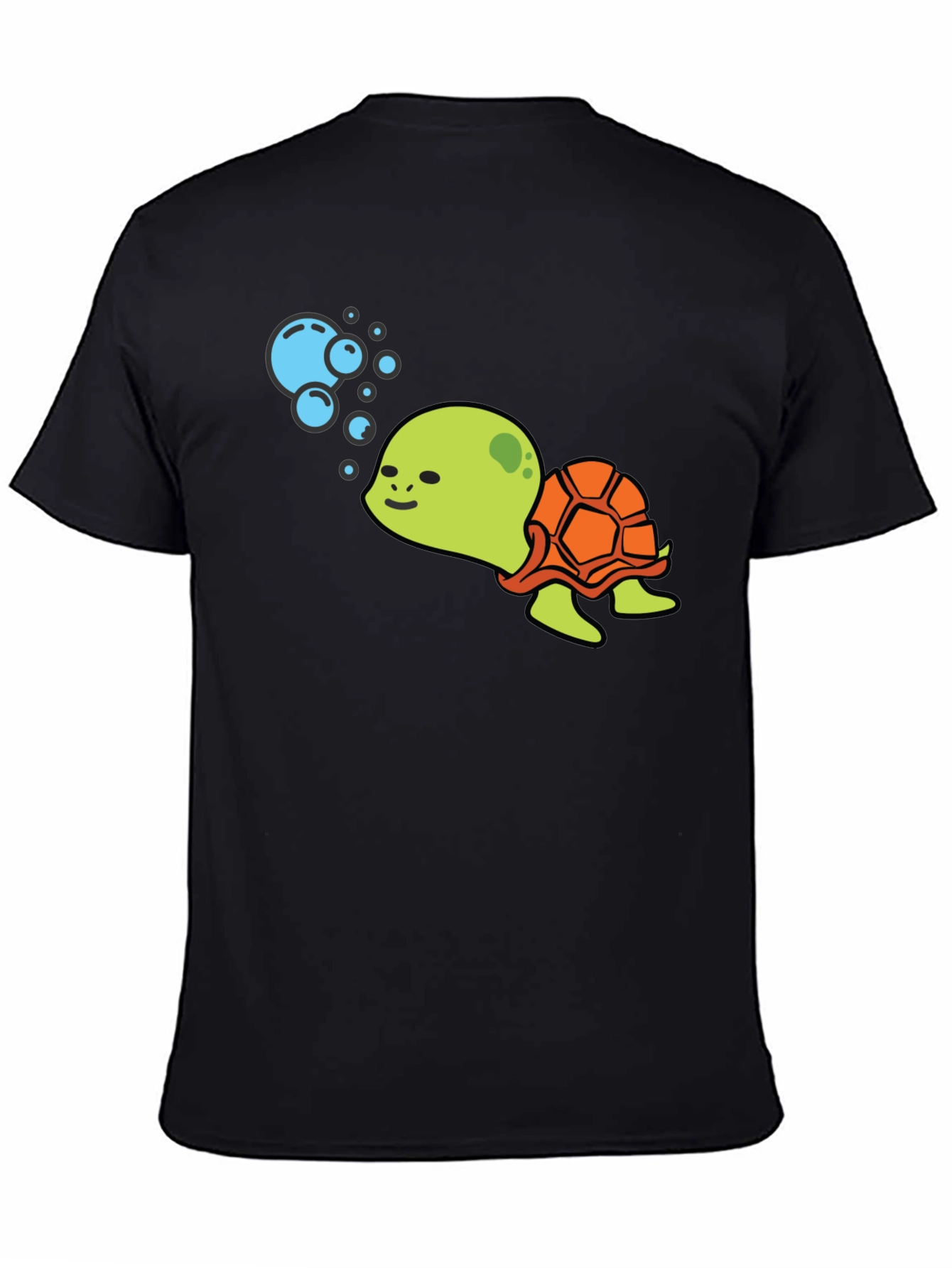 Cute Turtle Black T-Shirt - Cartoon Sea Life