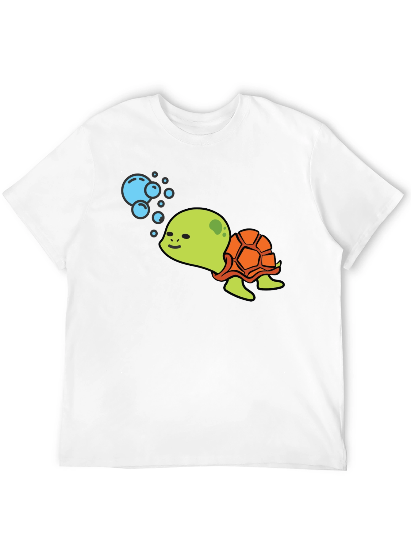 Cute Turtle Black T-Shirt - Cartoon Sea Life