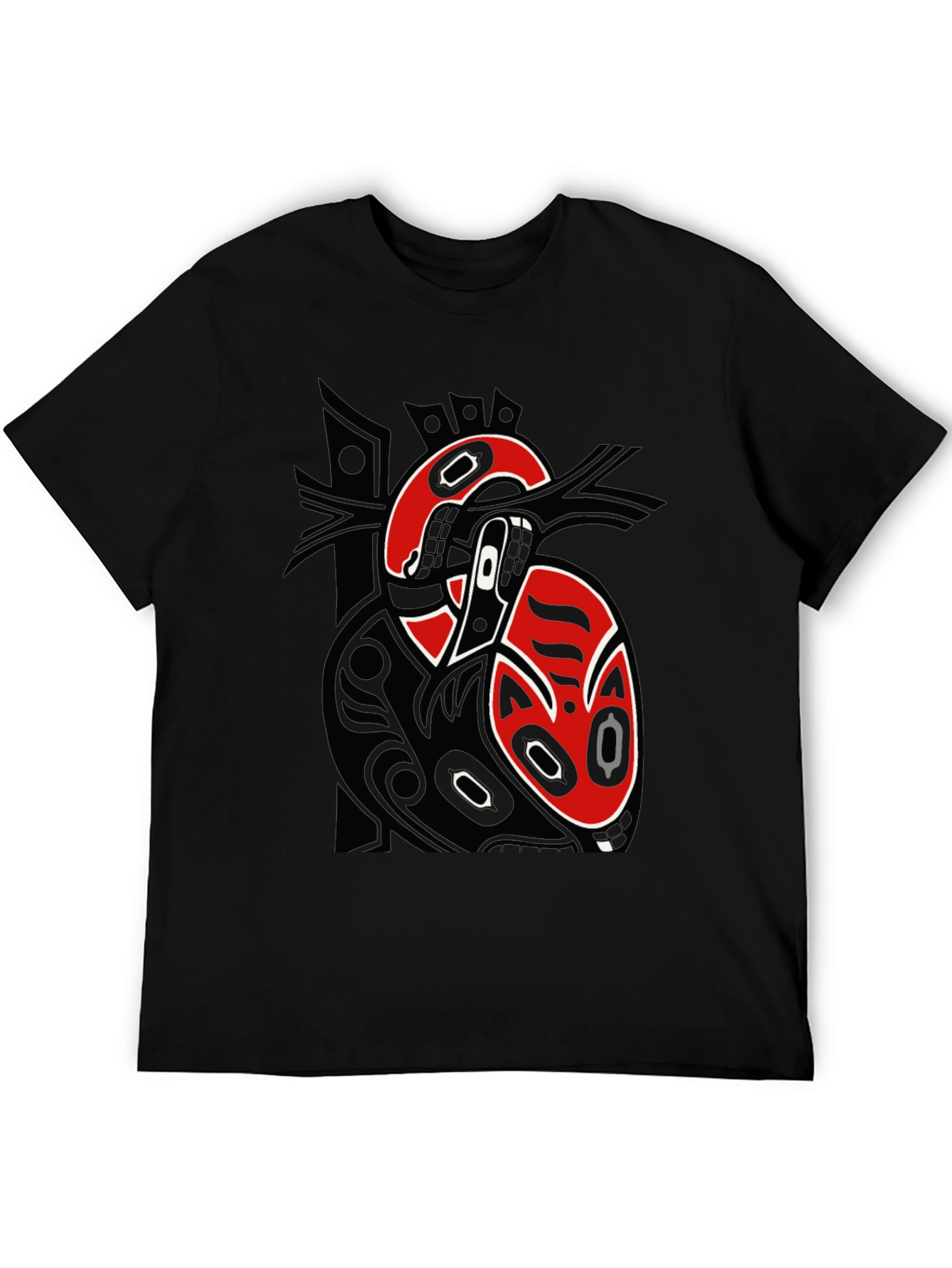 Black T-Shirt with Unique Native American Inspired Design