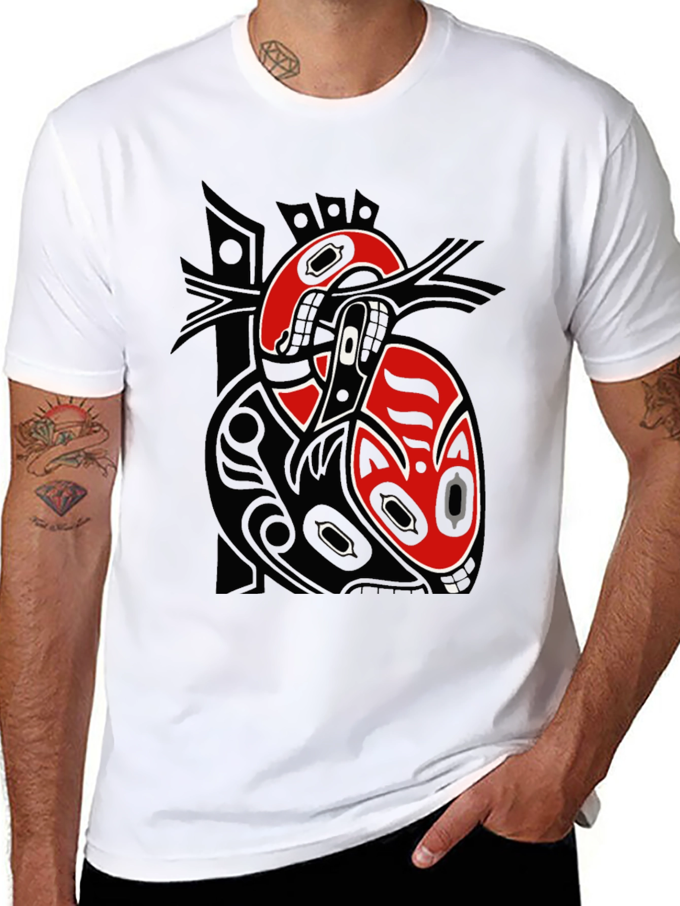 Black T-Shirt with Unique Native American Inspired Design
