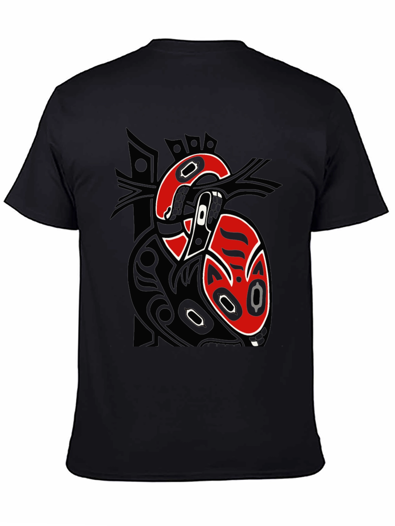 Black T-Shirt with Unique Native American Inspired Design