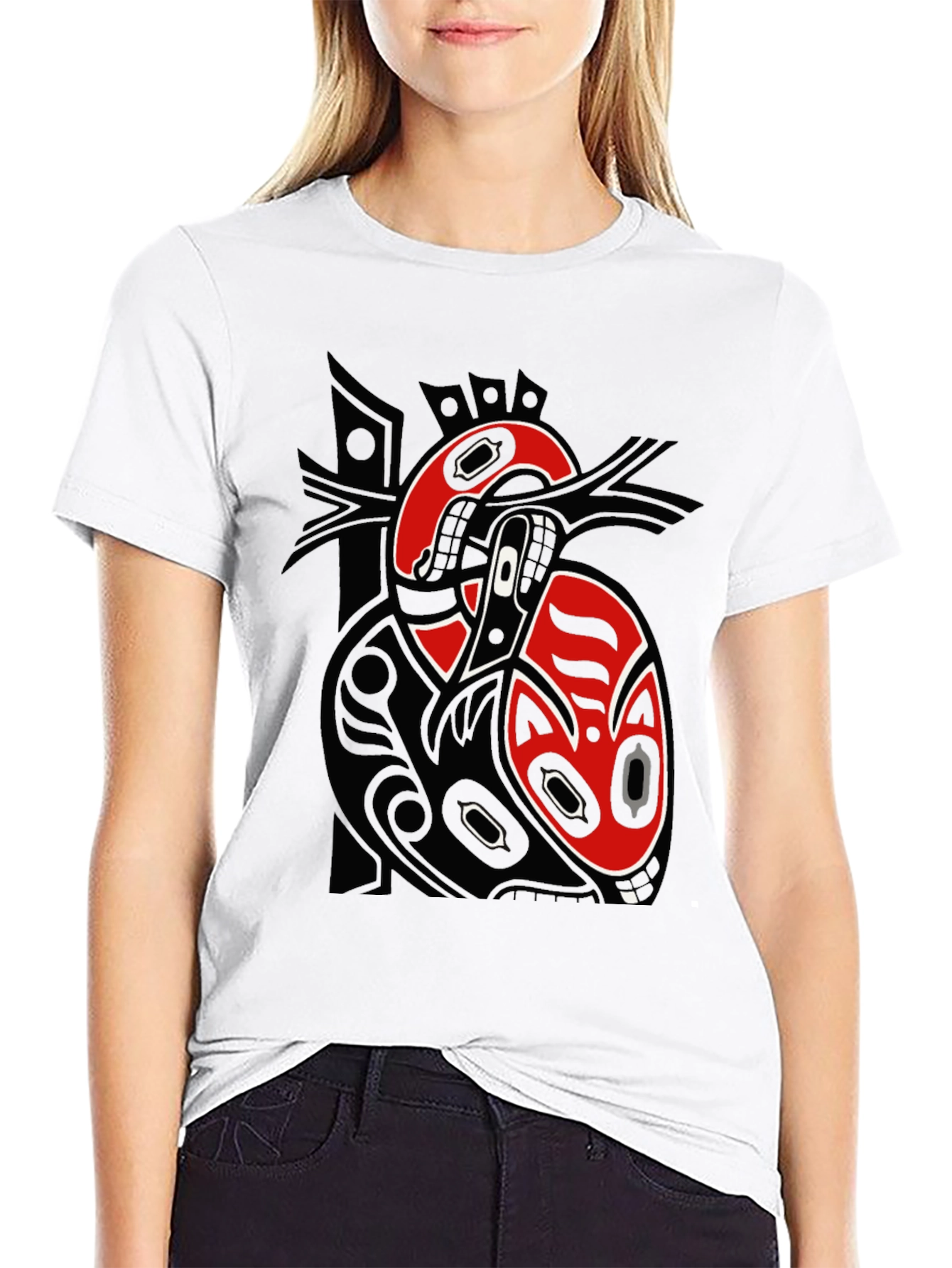 Black T-Shirt with Unique Native American Inspired Design
