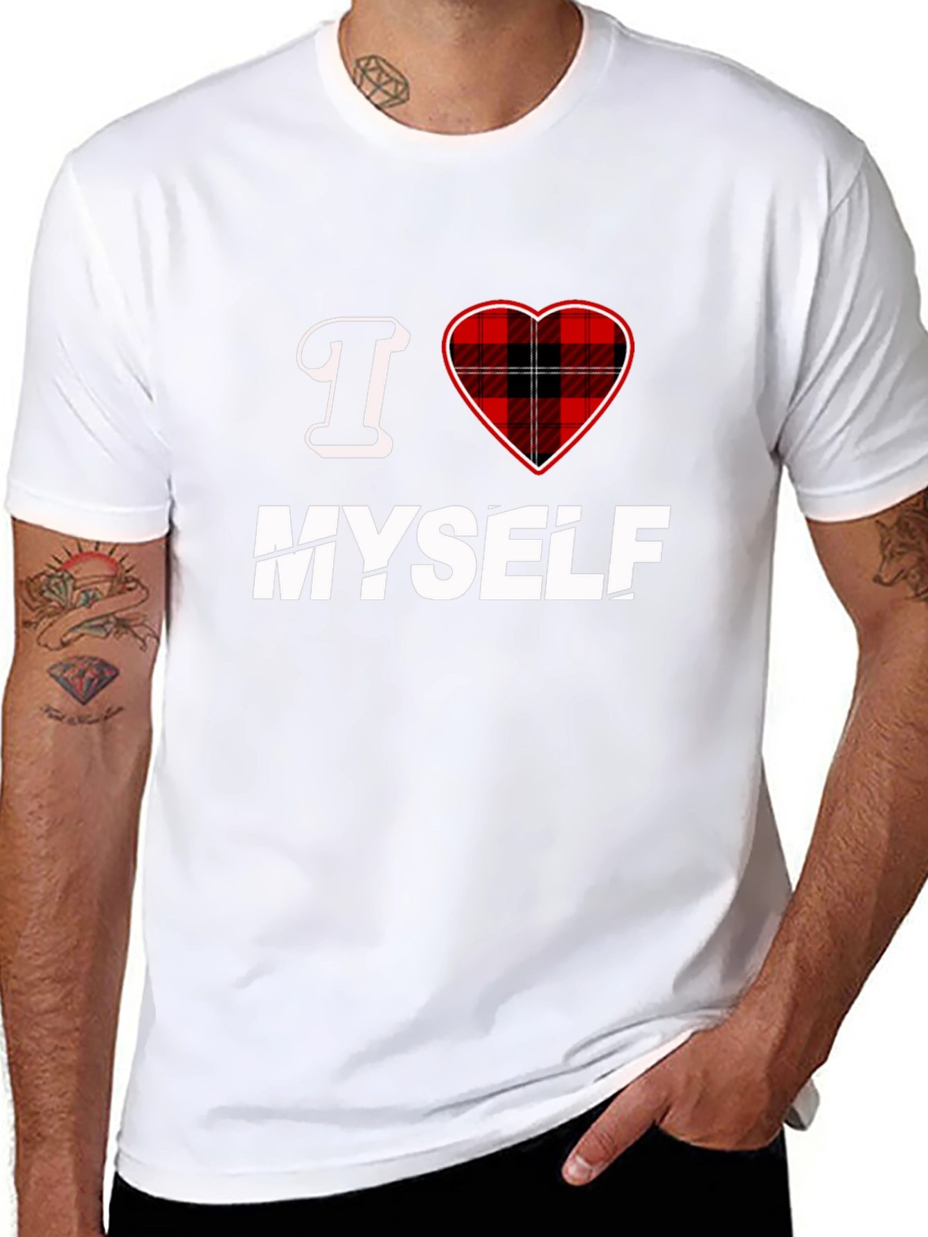 I Heart Myself Plaid Heart Graphic Tee