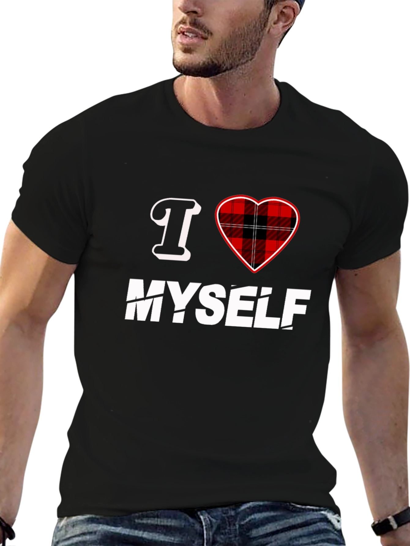 I Heart Myself Plaid Heart Graphic Tee